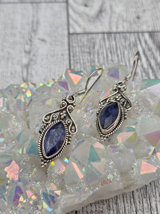 Sterling Silver and Sapphire Earrings