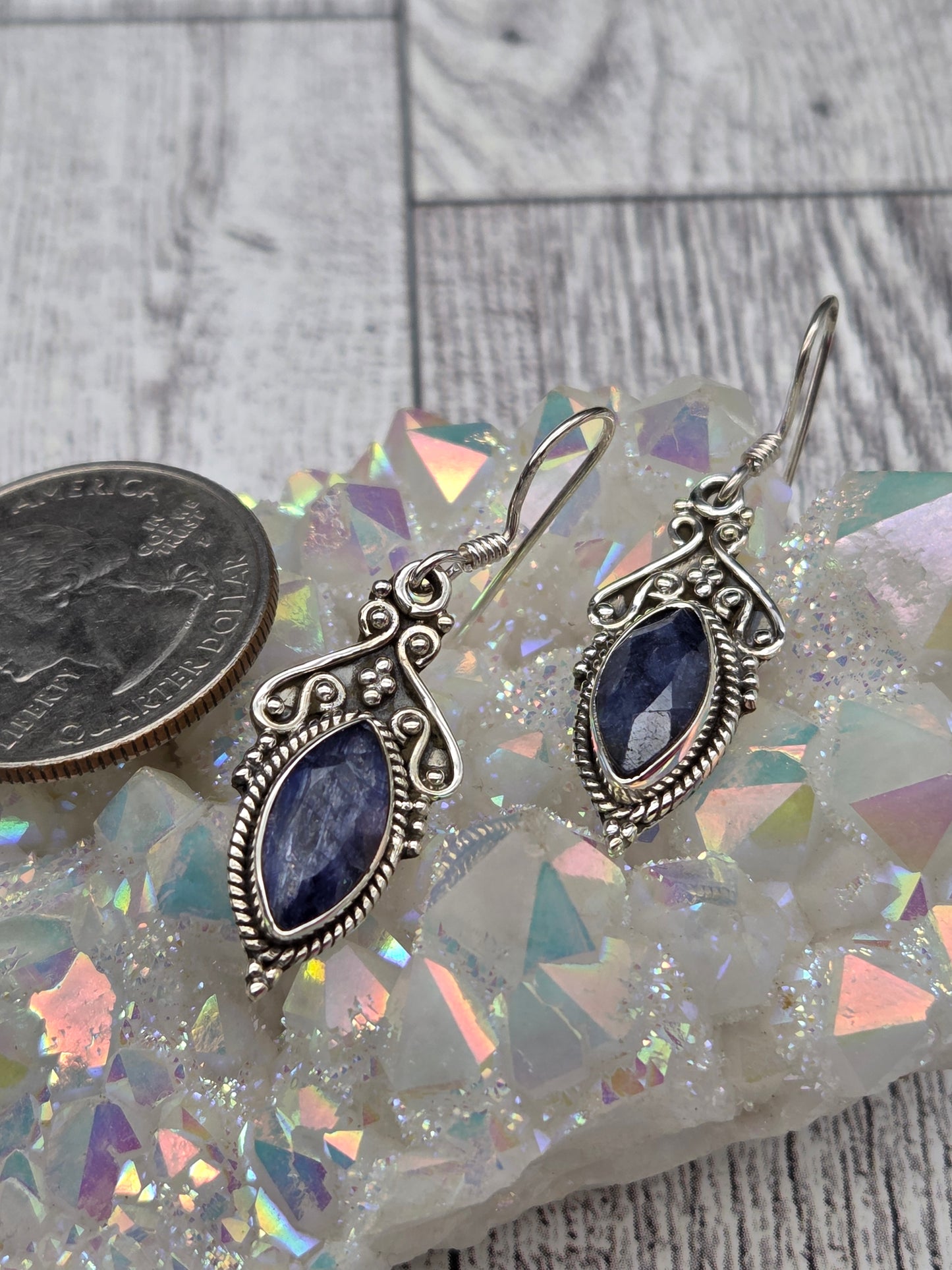 Sterling Silver and Sapphire Earrings - Image 3