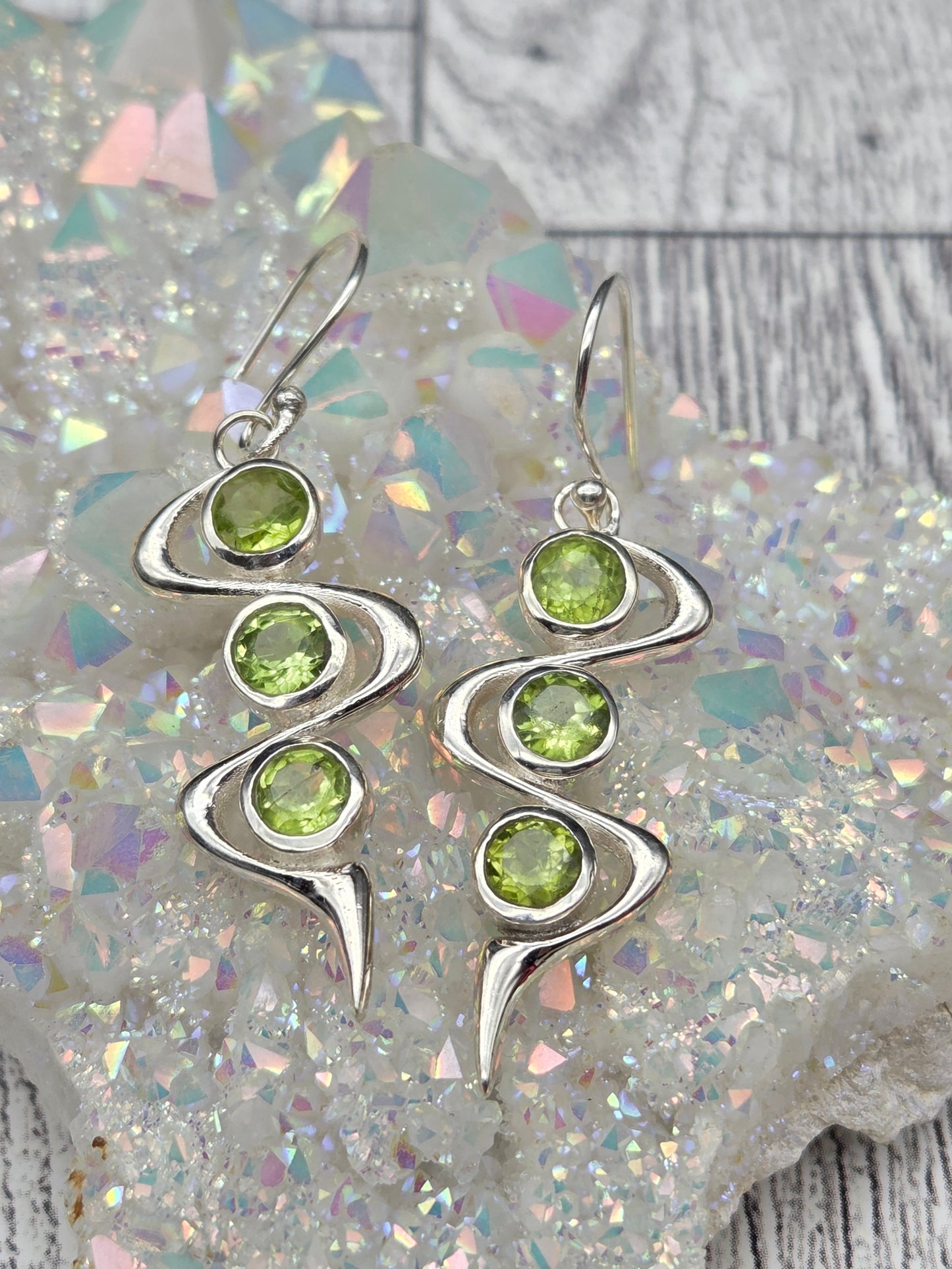 Triple Stone Hook Earrings - Image 3