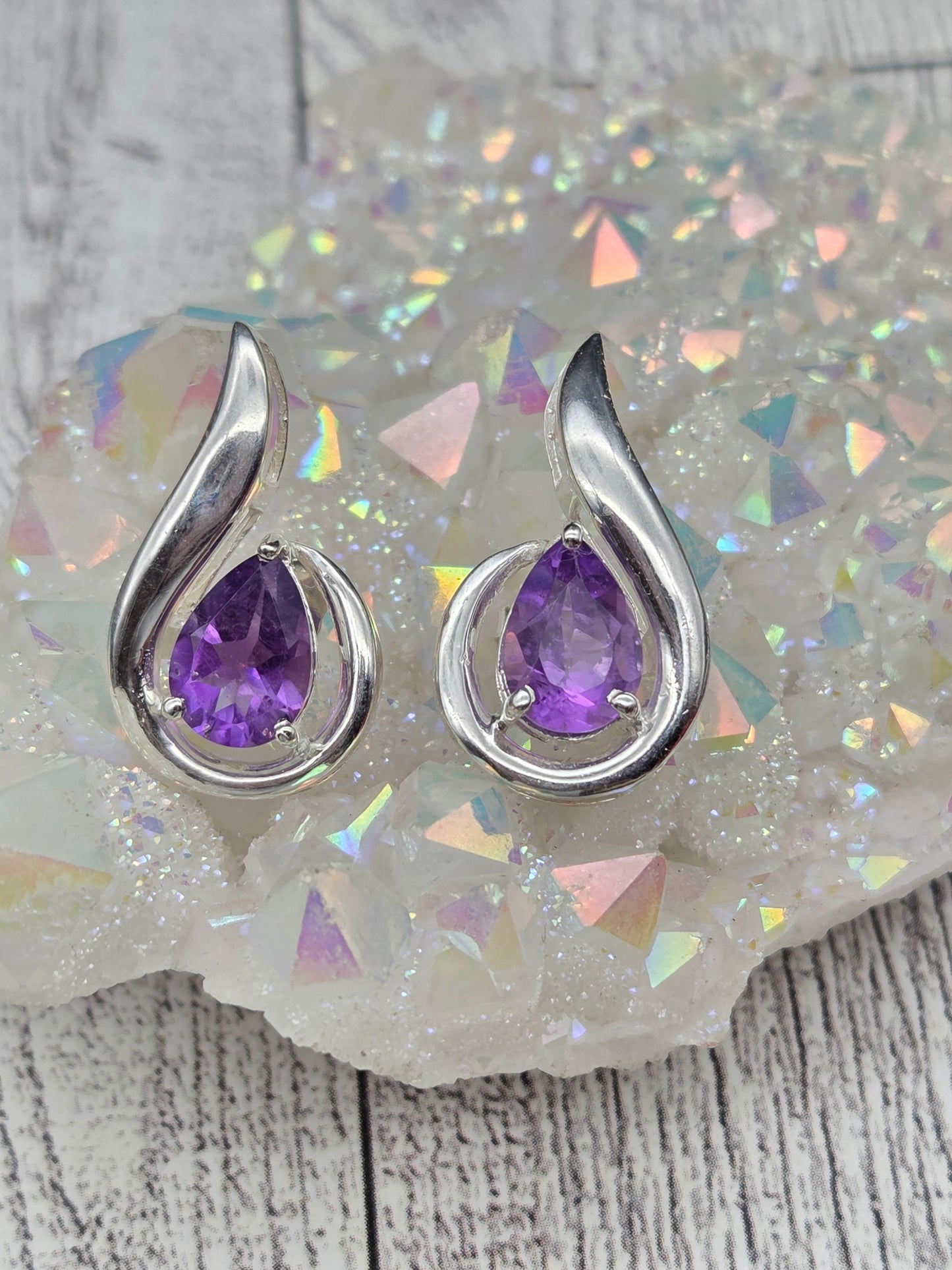 Sterling Silver Amethyst Post Earrings