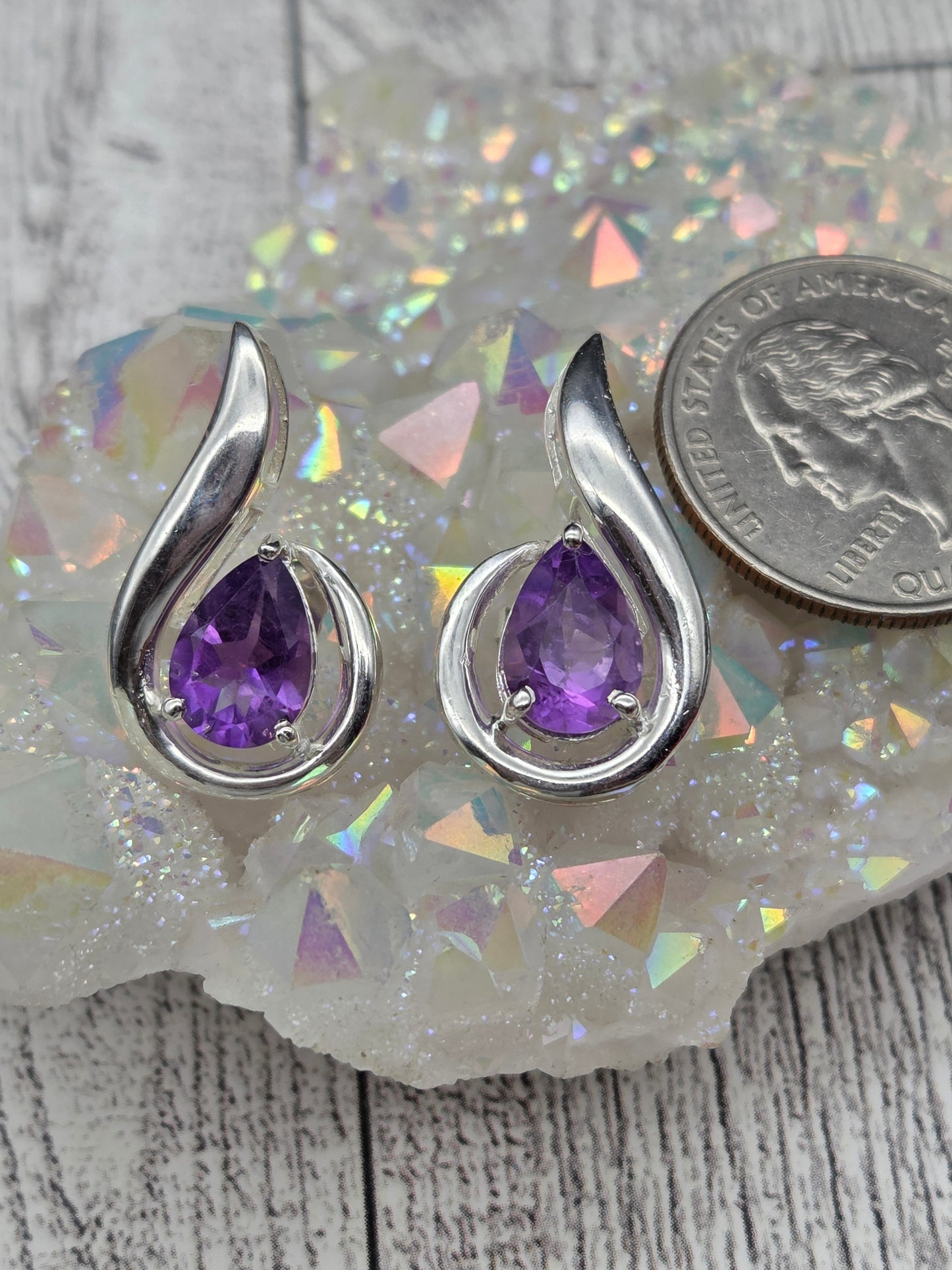Sterling Silver Amethyst Post Earrings - Image 3