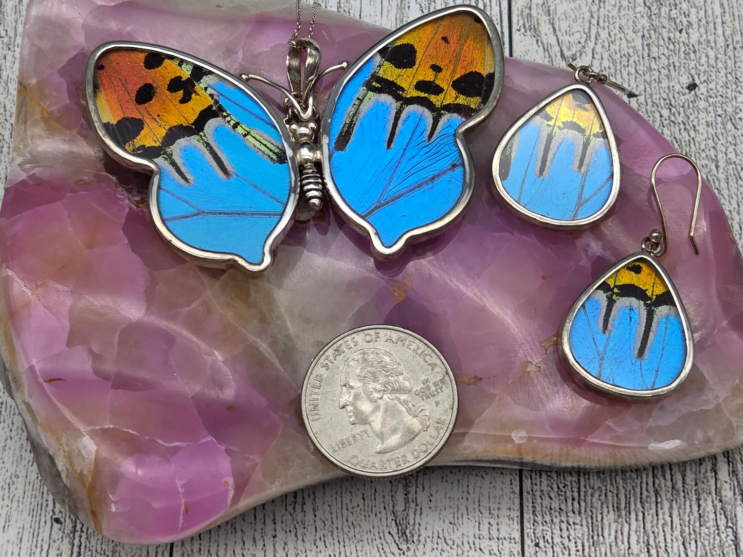 Butterfly Pendant and Earring Set - Image 2