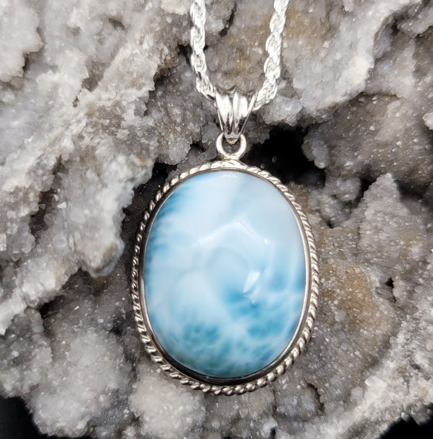 Larimar Pendants Set in Silver - image 7