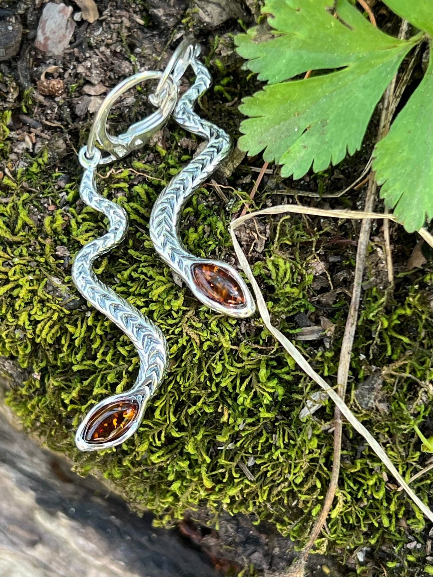 Amber Snake Earrings
