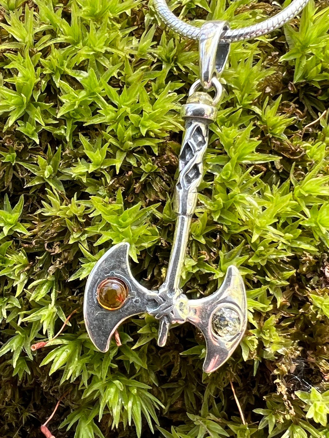 Amber Celtic Axe Pendant