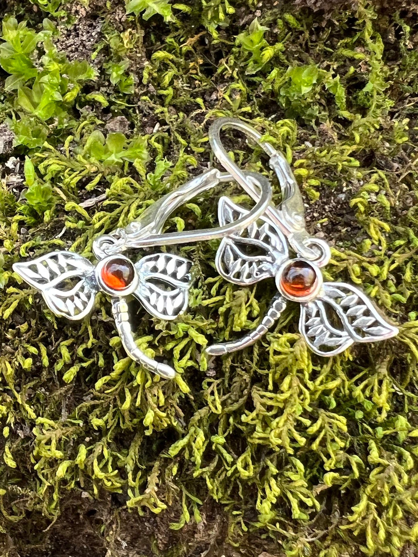 Amber Dragonfly Earrings