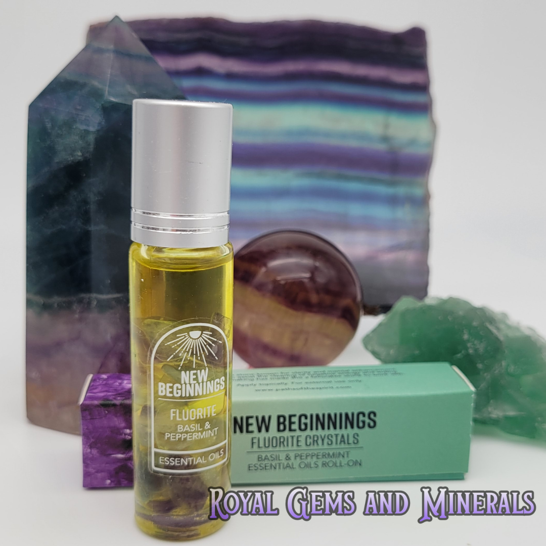 Crystal Infused Essential Oils With Crystal Chips & Roller Balls