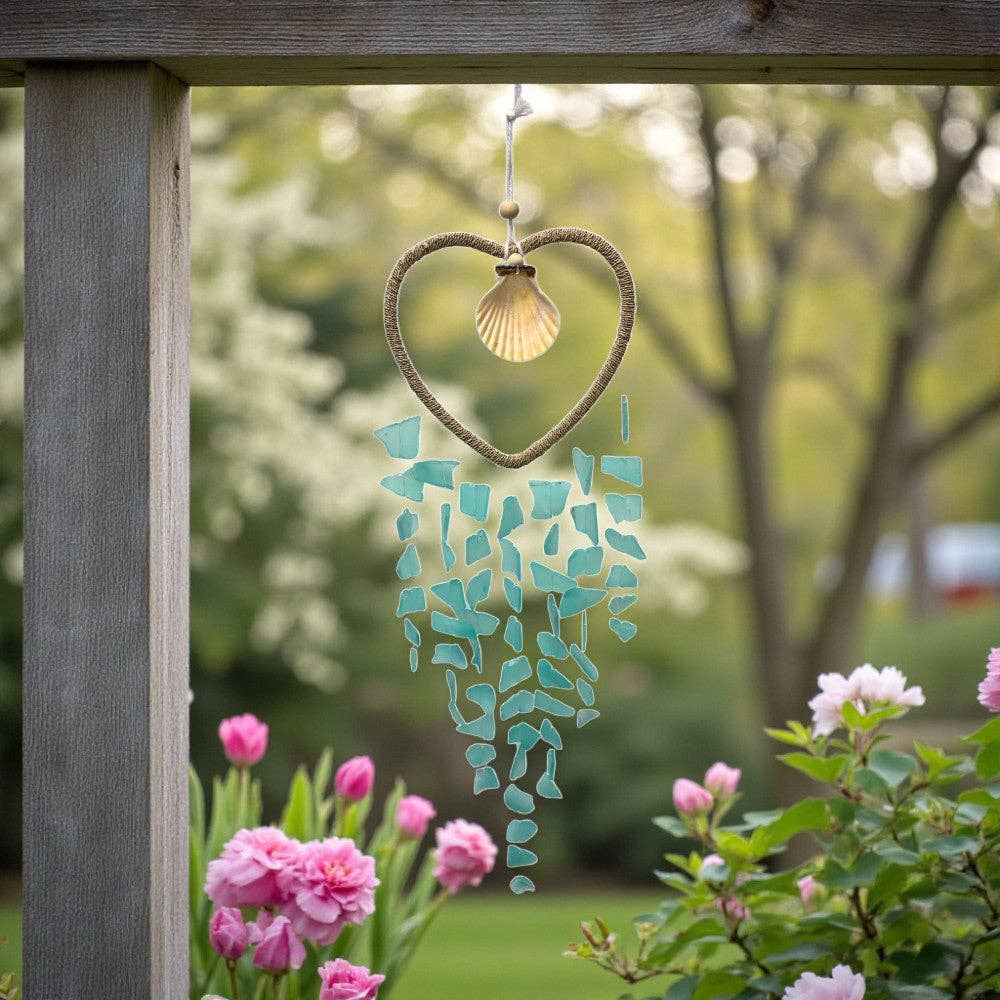 Sea Glass Heart Wind Chime