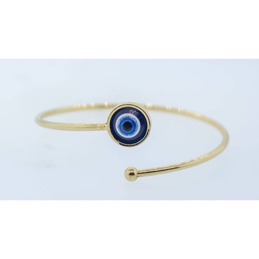 Evil Eye of Protection Stainless Steel Cuff - detail shot
