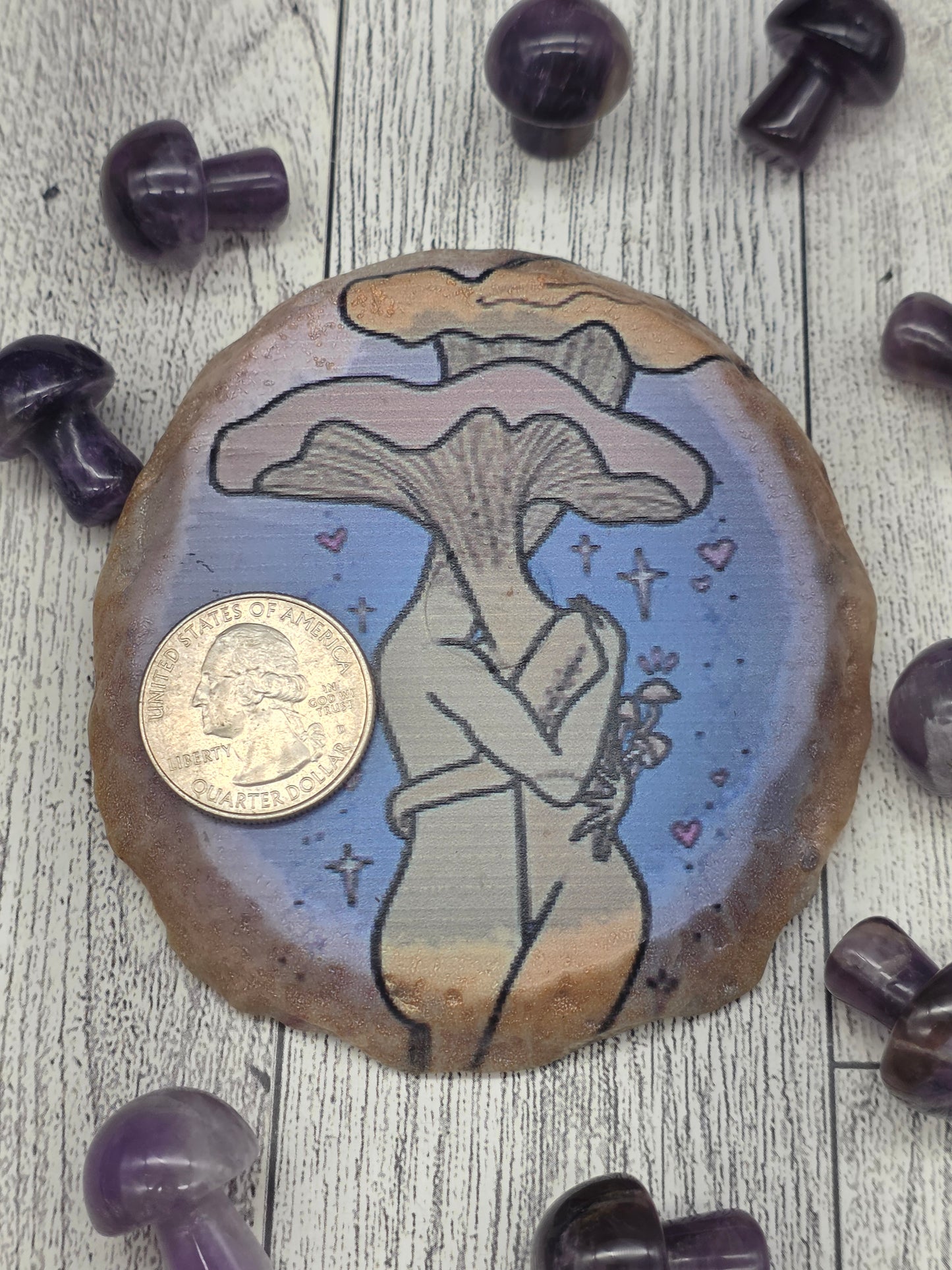 Mushroom Art Agate Slice