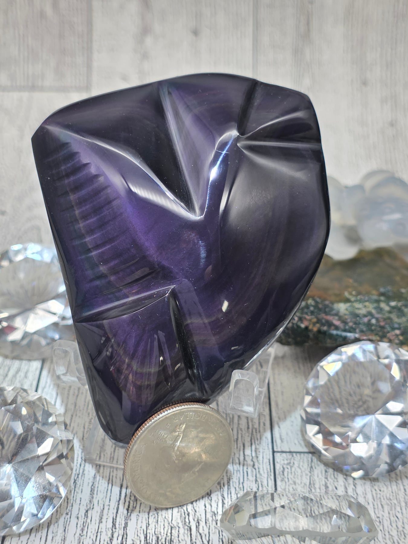 Rainbow Obsidian Hummingbird Carving