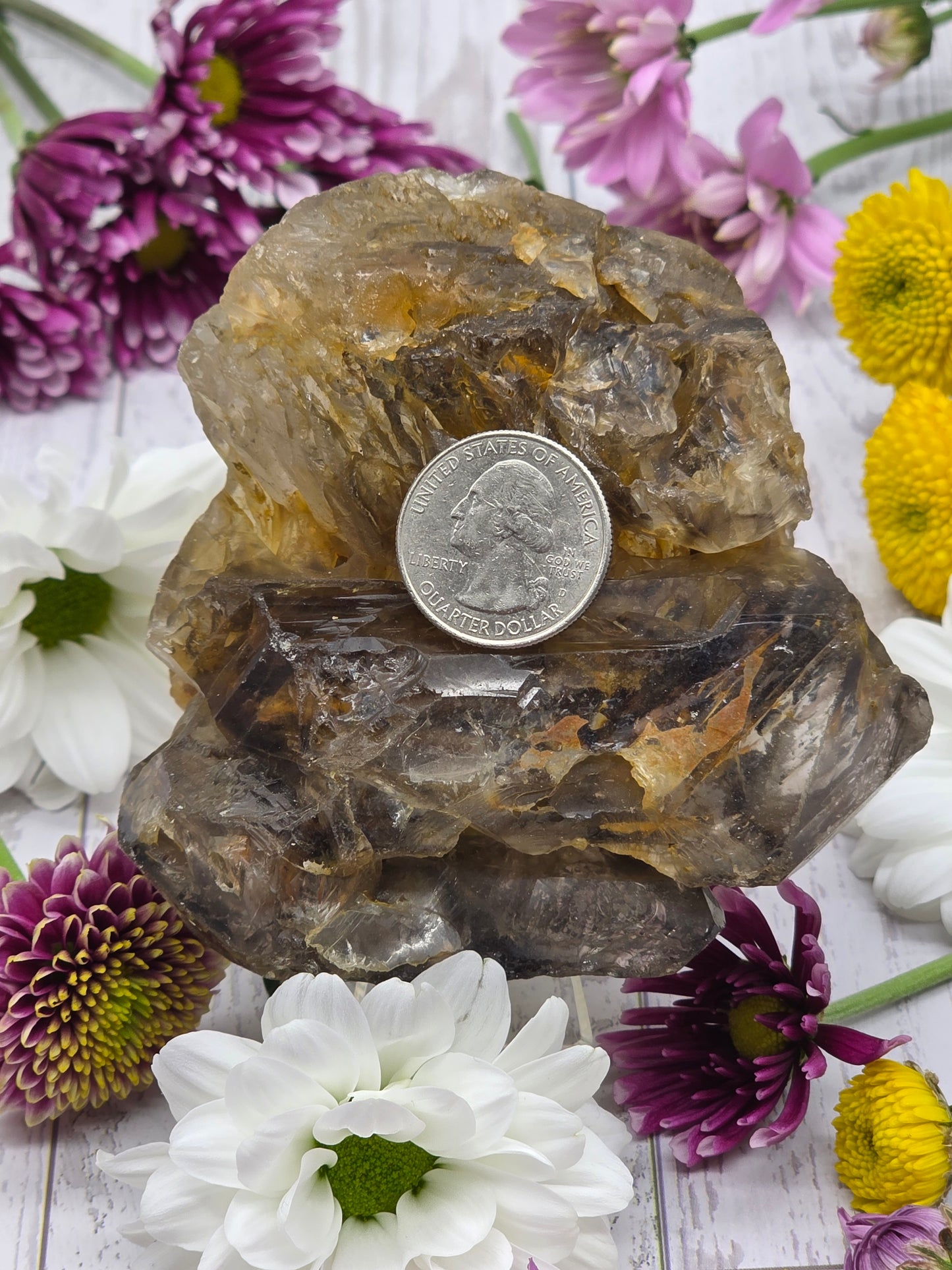 Elestial Smokey Quartz Cluster