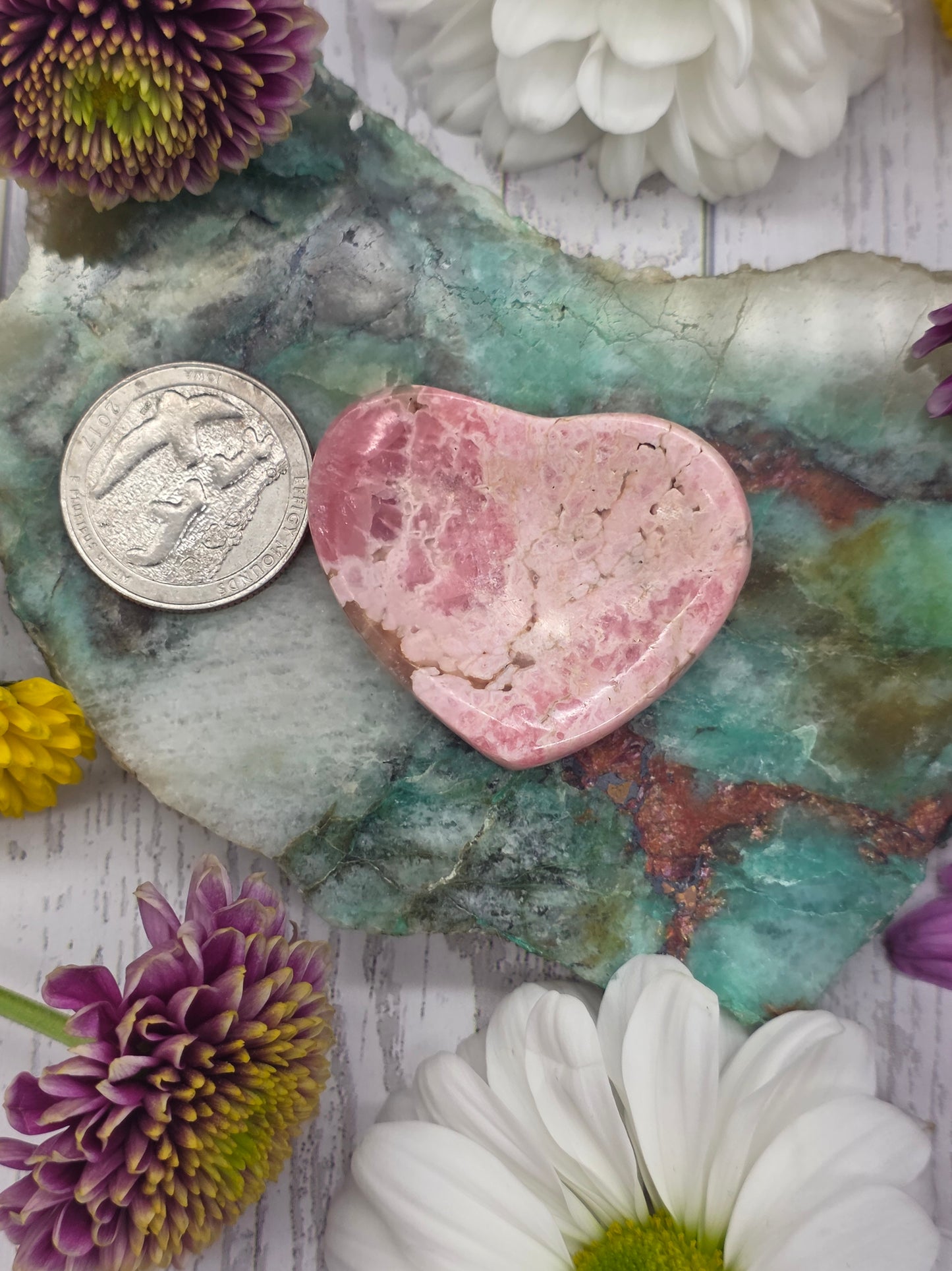 Rhodochrosite Heart Worry Stone