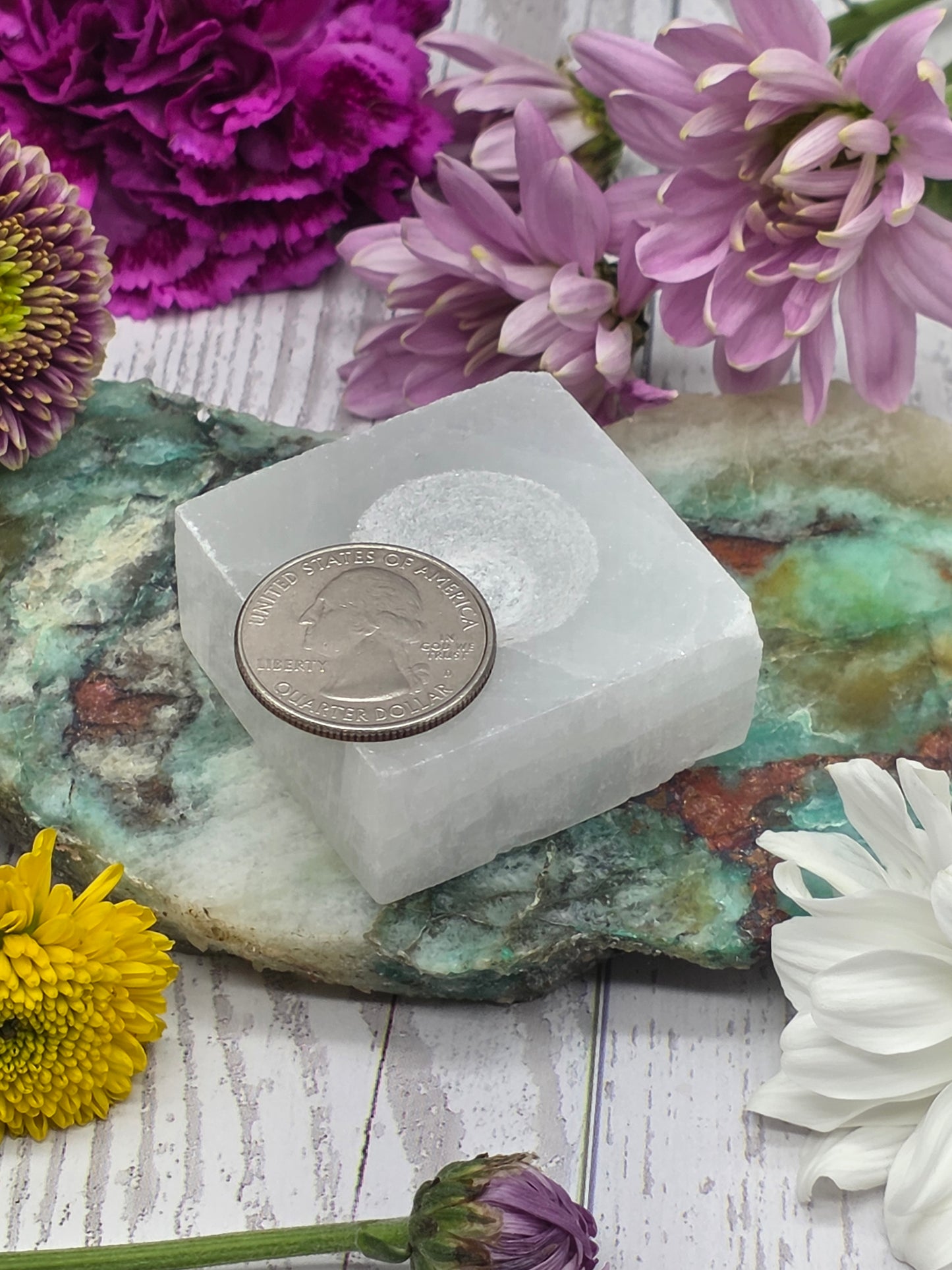 Square Selenite Sphere Stand