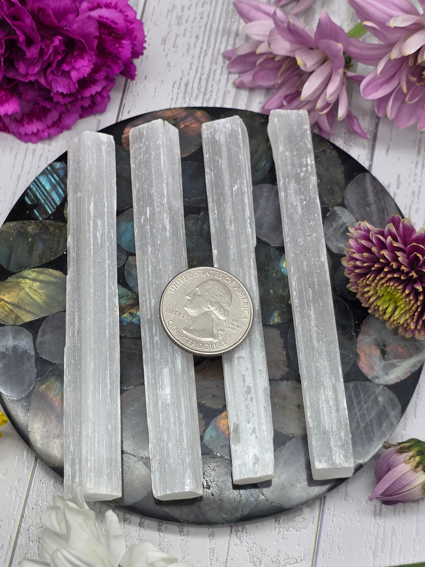 Selenite Square Rods Set of 4