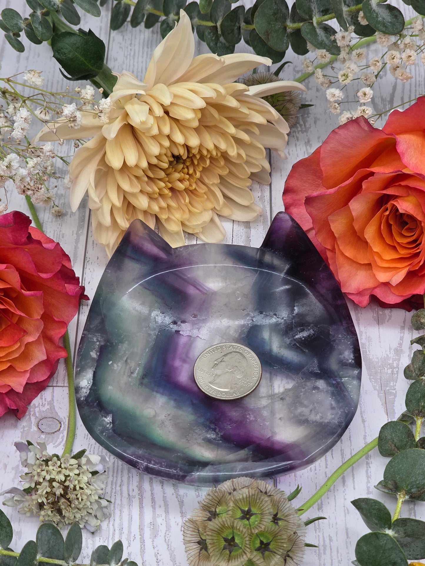 Rainbow Fluorite Cat Dish