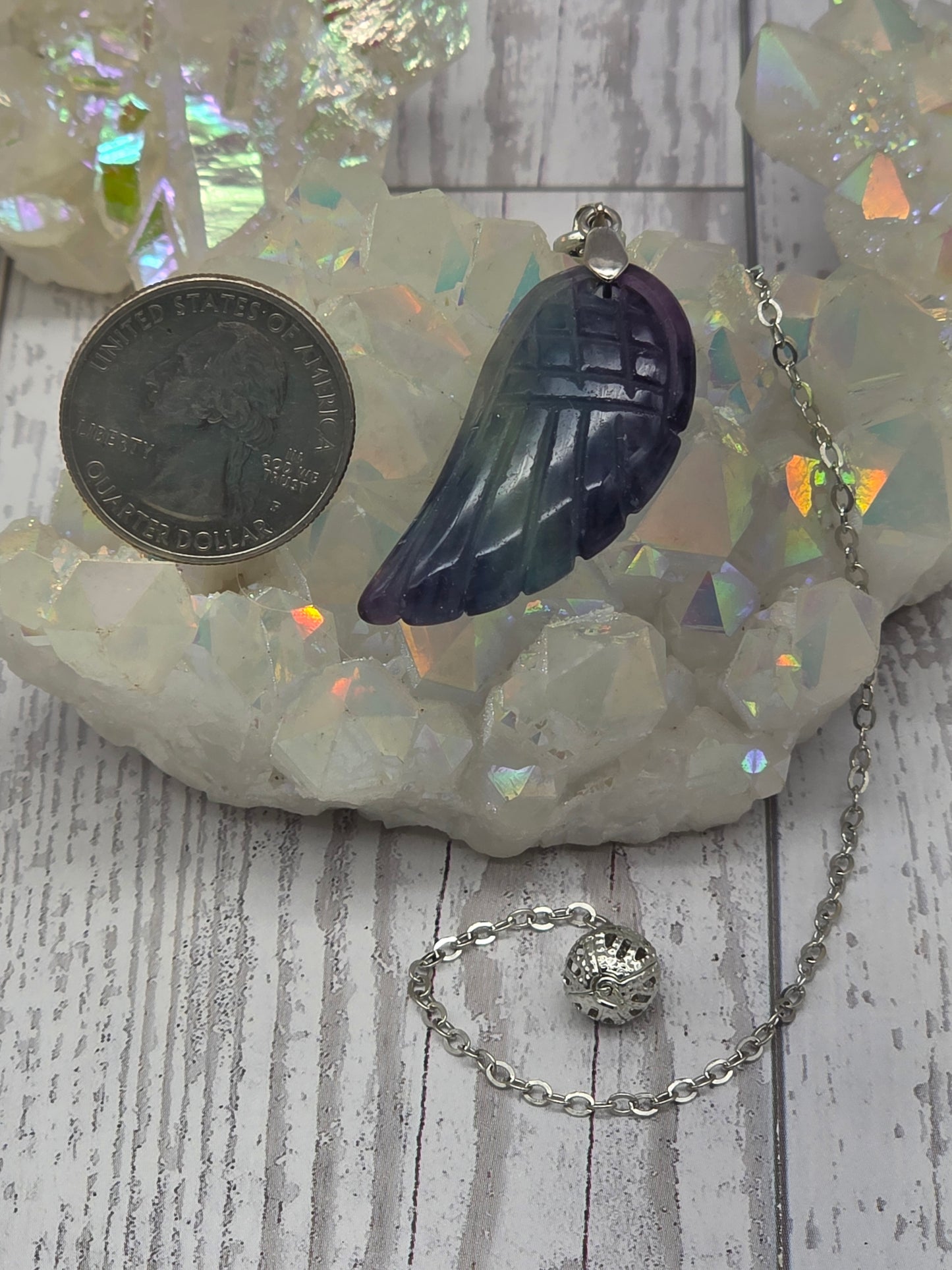 Fluorite Angel Wing Pendulum