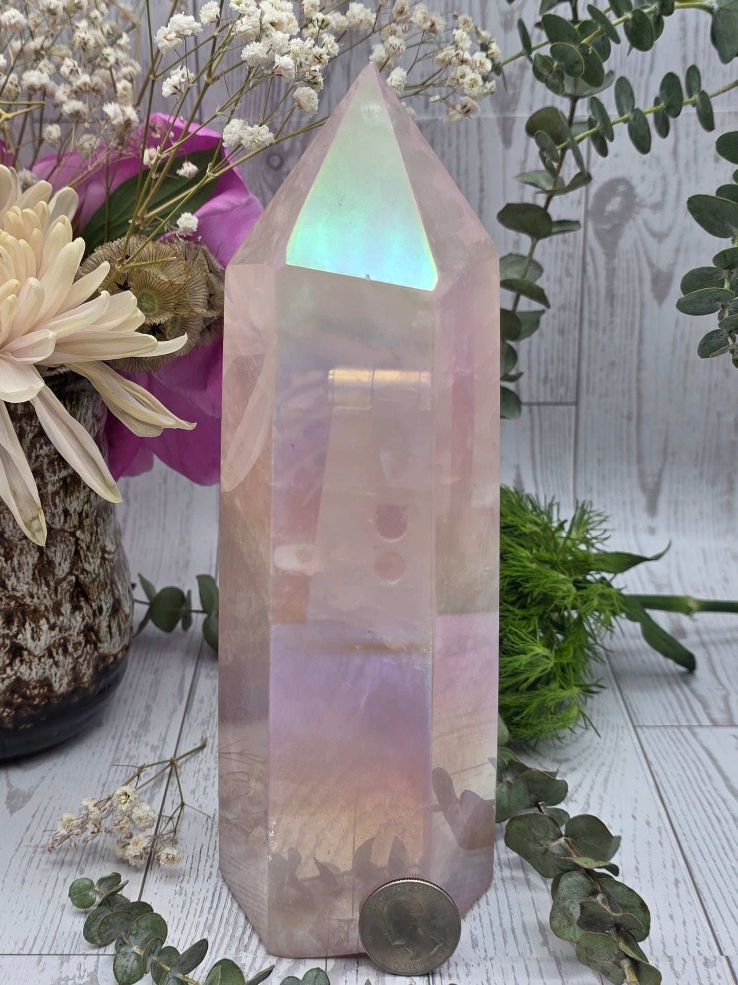 Aura Rose Quartz Tower