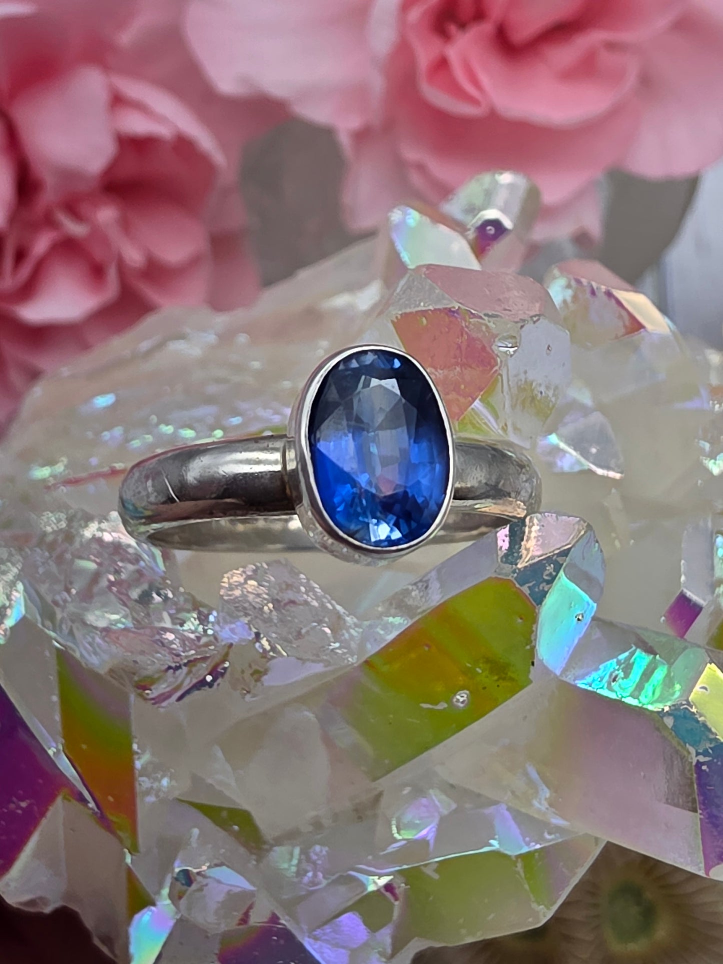 Faceted Blue Kyanite Ring