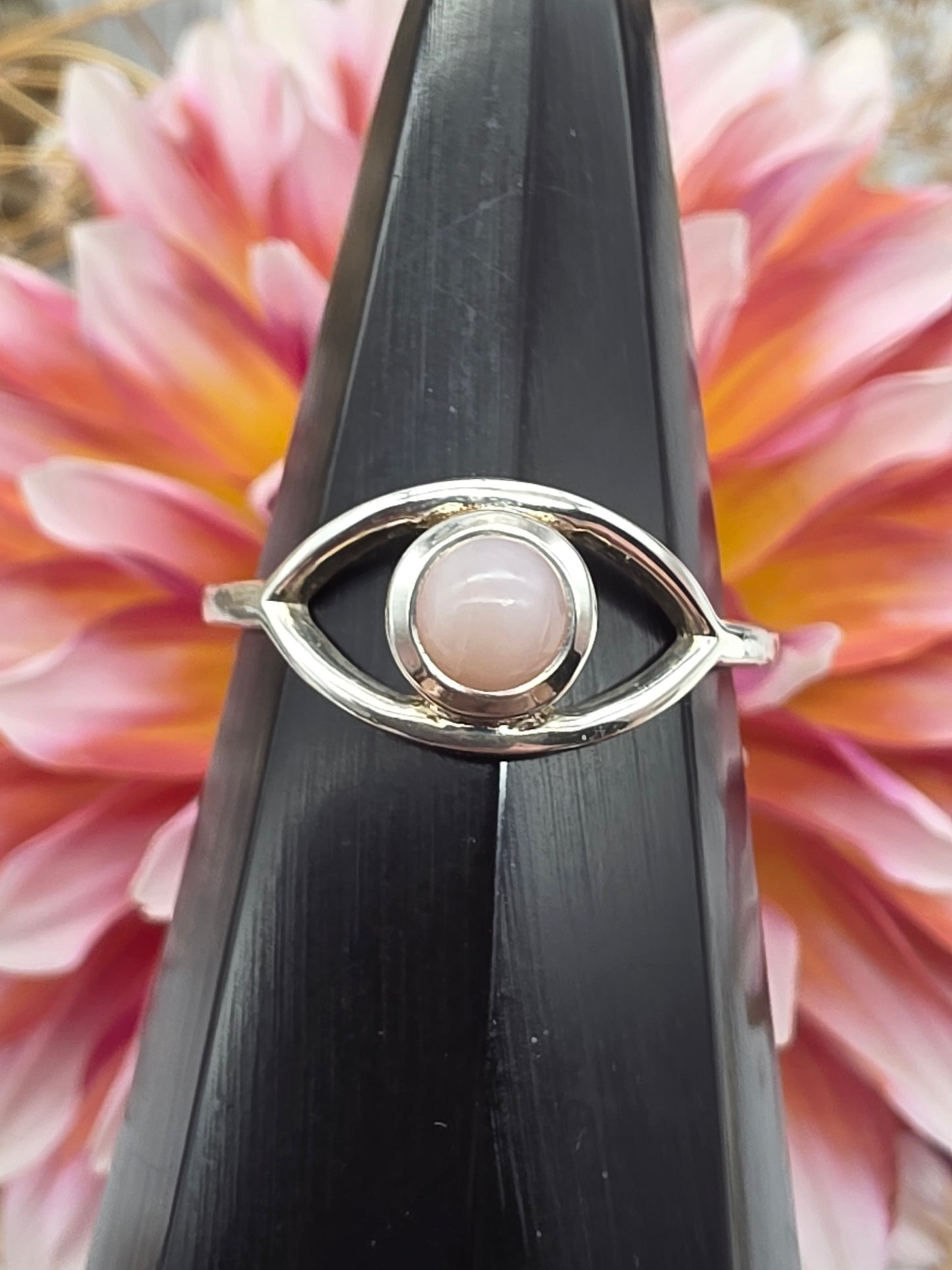 Pink Opal Evil Eye Ring