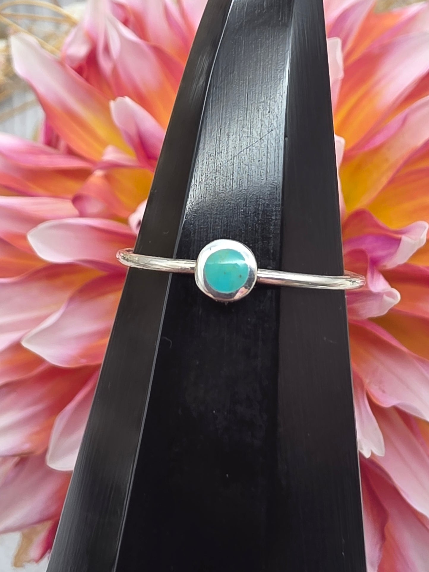 Dainty Inlaid Turquoise Stacker Ring