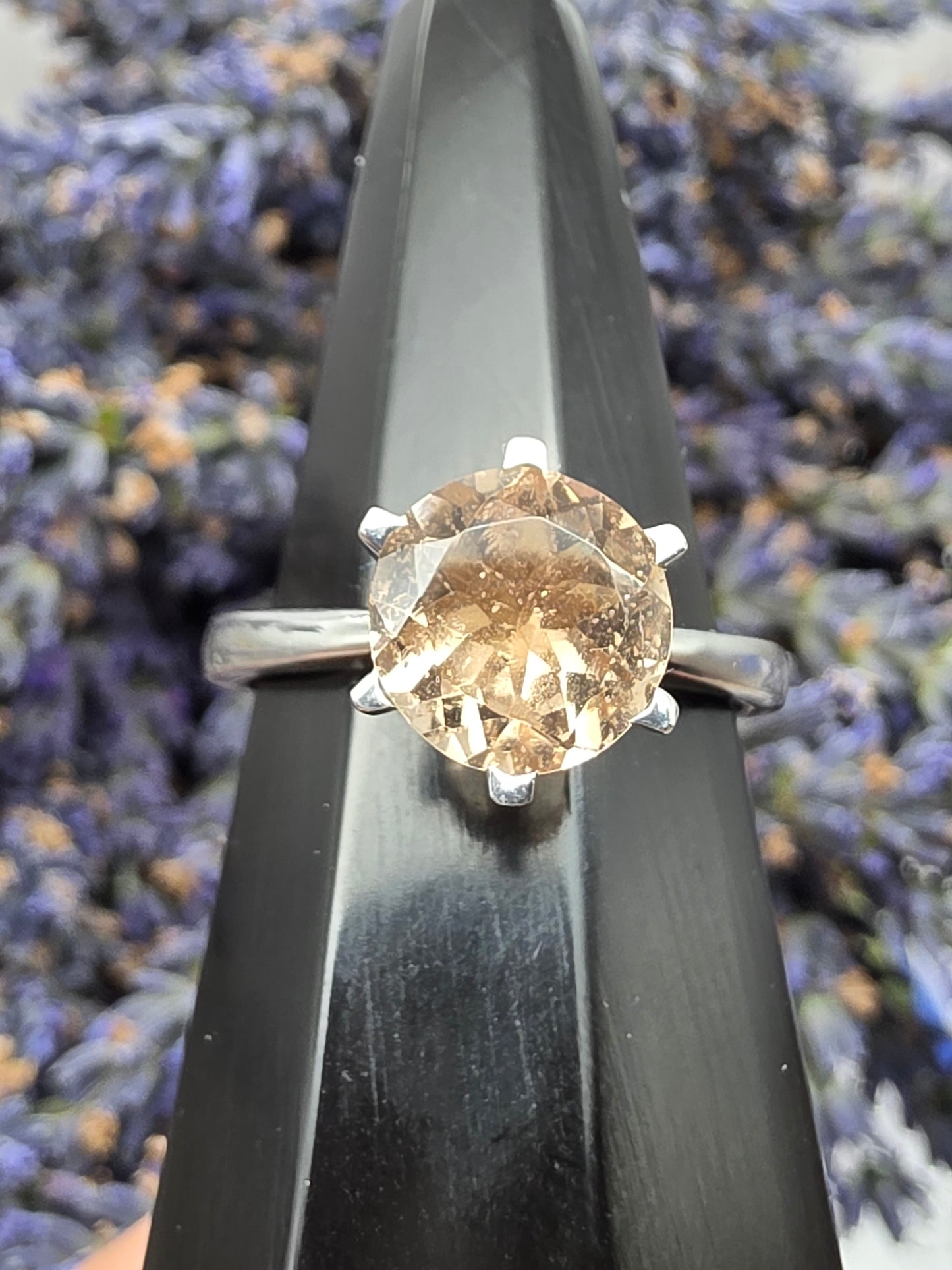 Faceted Round Solitaire Morganite Ring