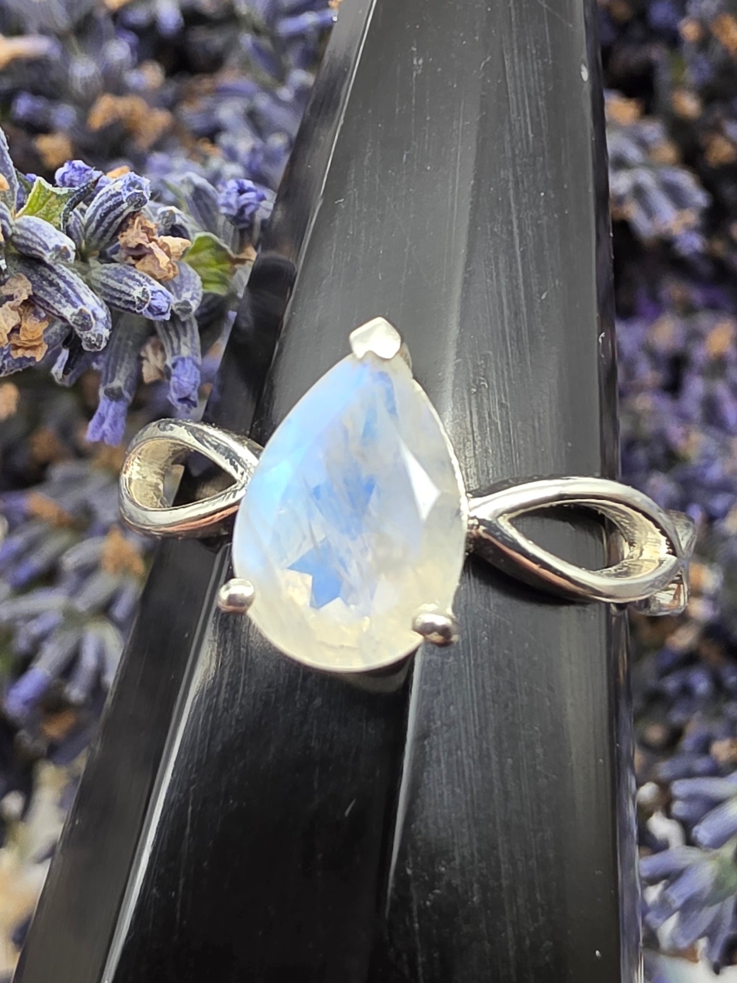 Faceted Teardrop Moonstone Ring