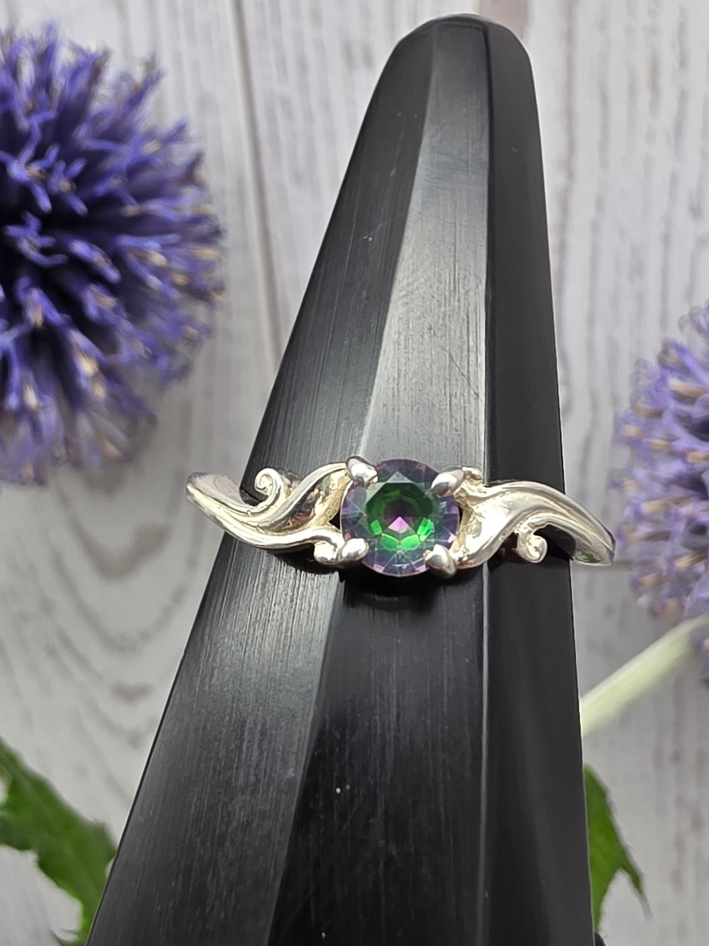 Mystic Topaz Ring with Ornate Band