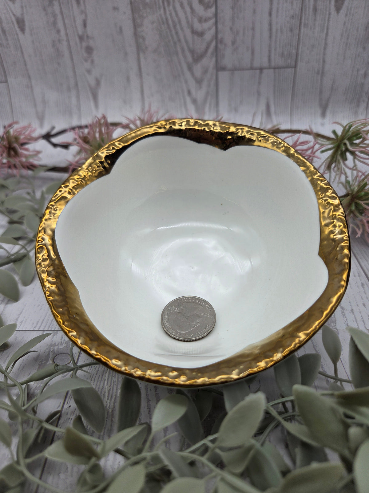Ceramic Bowl with Gold Edging