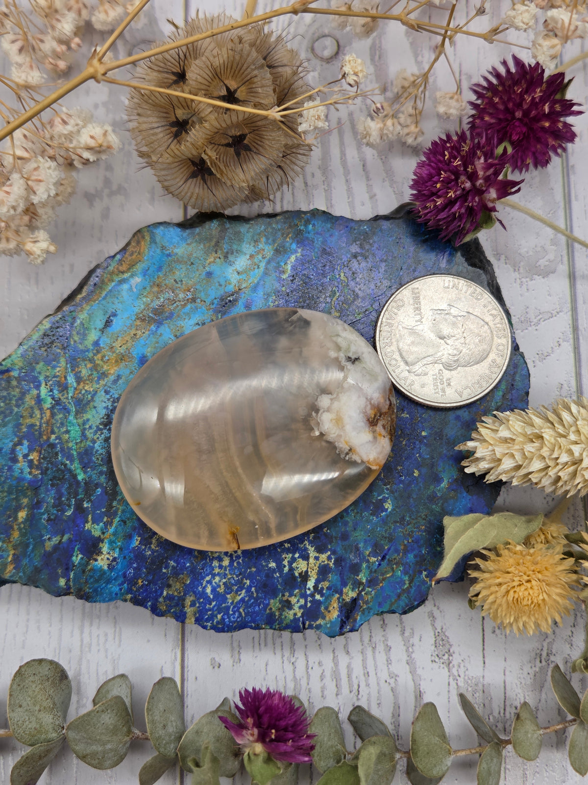 Flower Agate Palm Stone