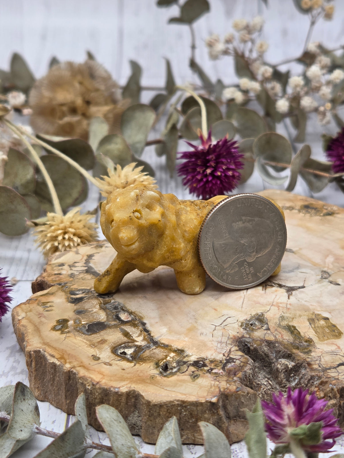 Yellow Aventurine Lion Carving