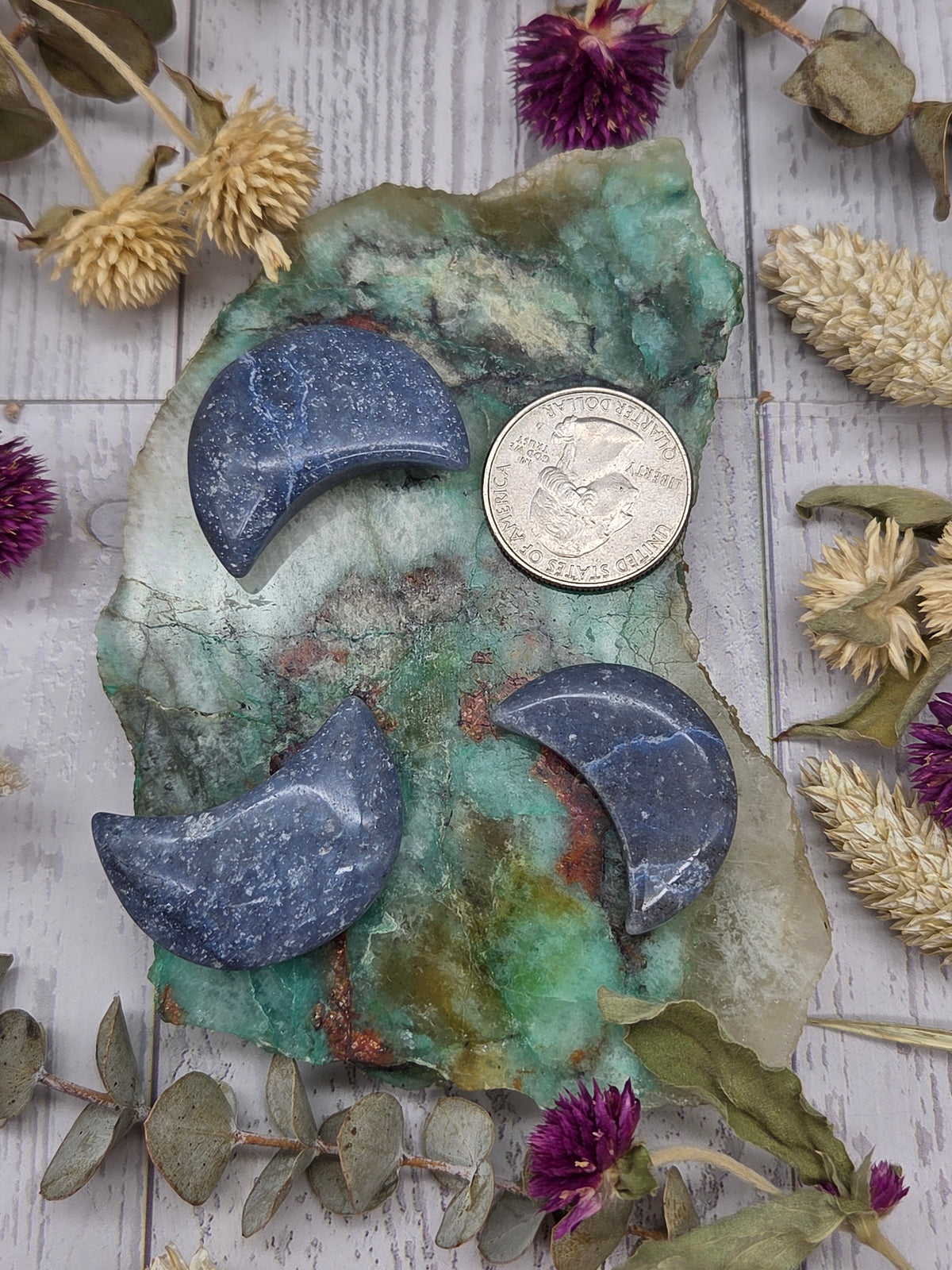 Dumortierite Moon Carving