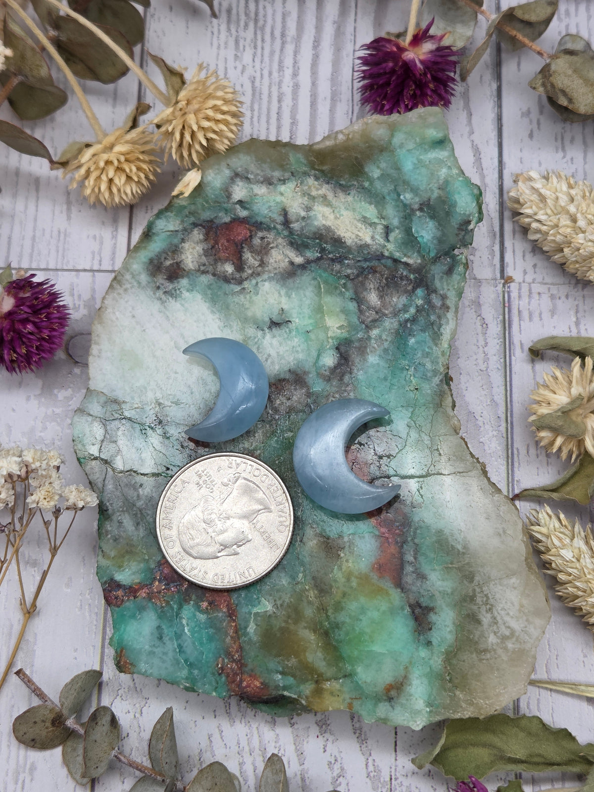 Aquamarine Moon Carving