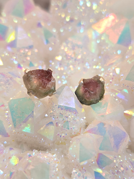Watermelon Tourmaline Post Earrings