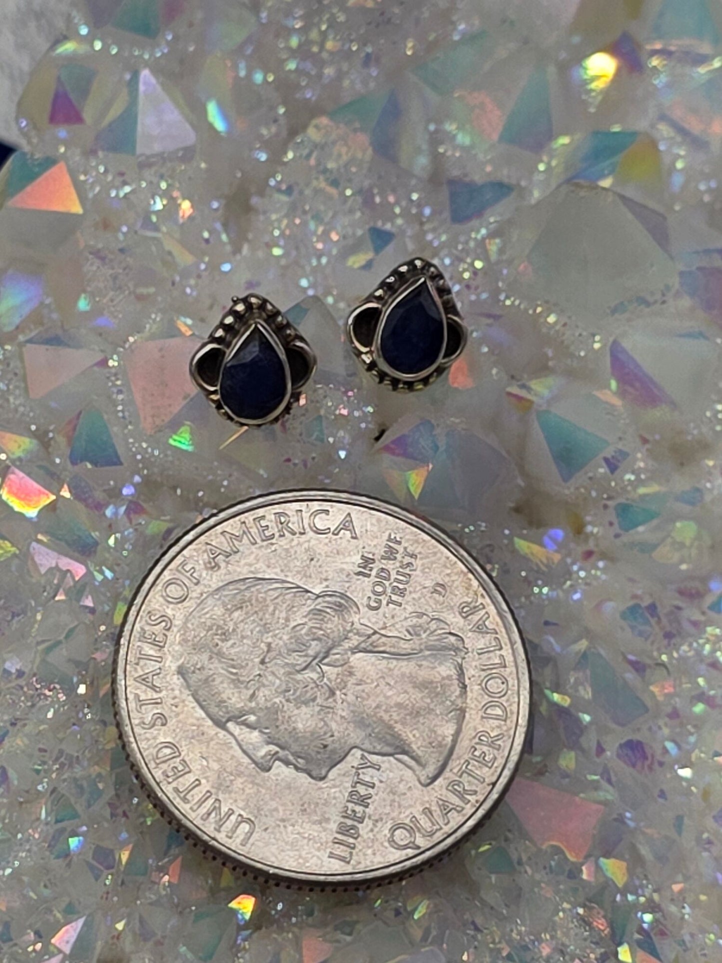Sapphire Teardrop Post Earrings - alternate view