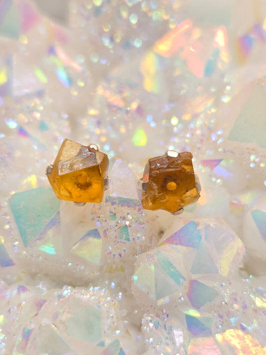 Raw Citrine Post Earrings