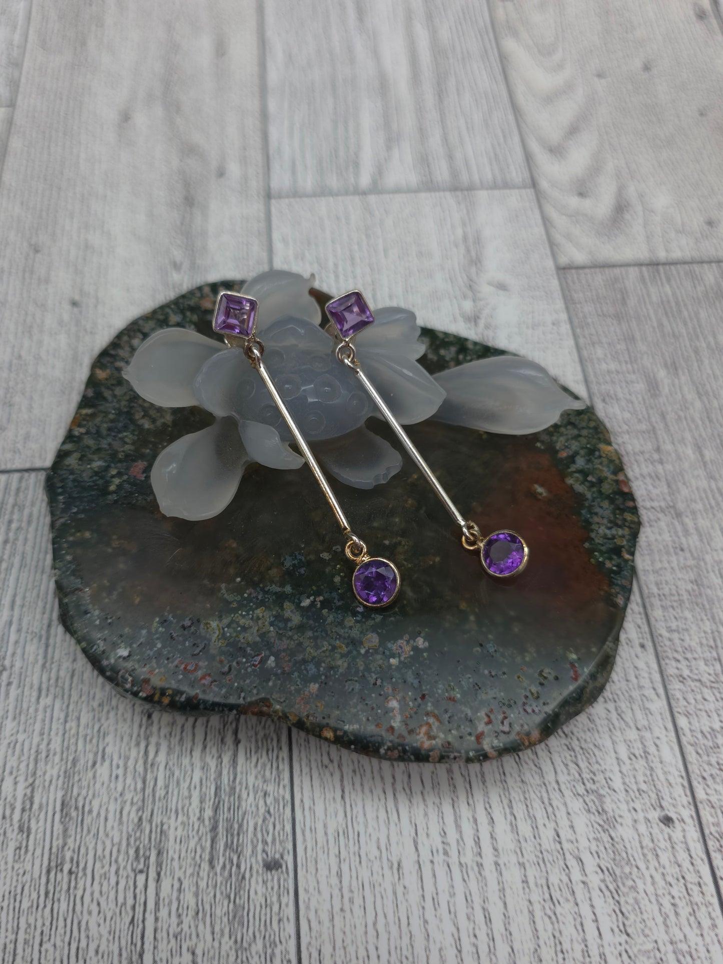 Amethyst Post Dangle Earrings