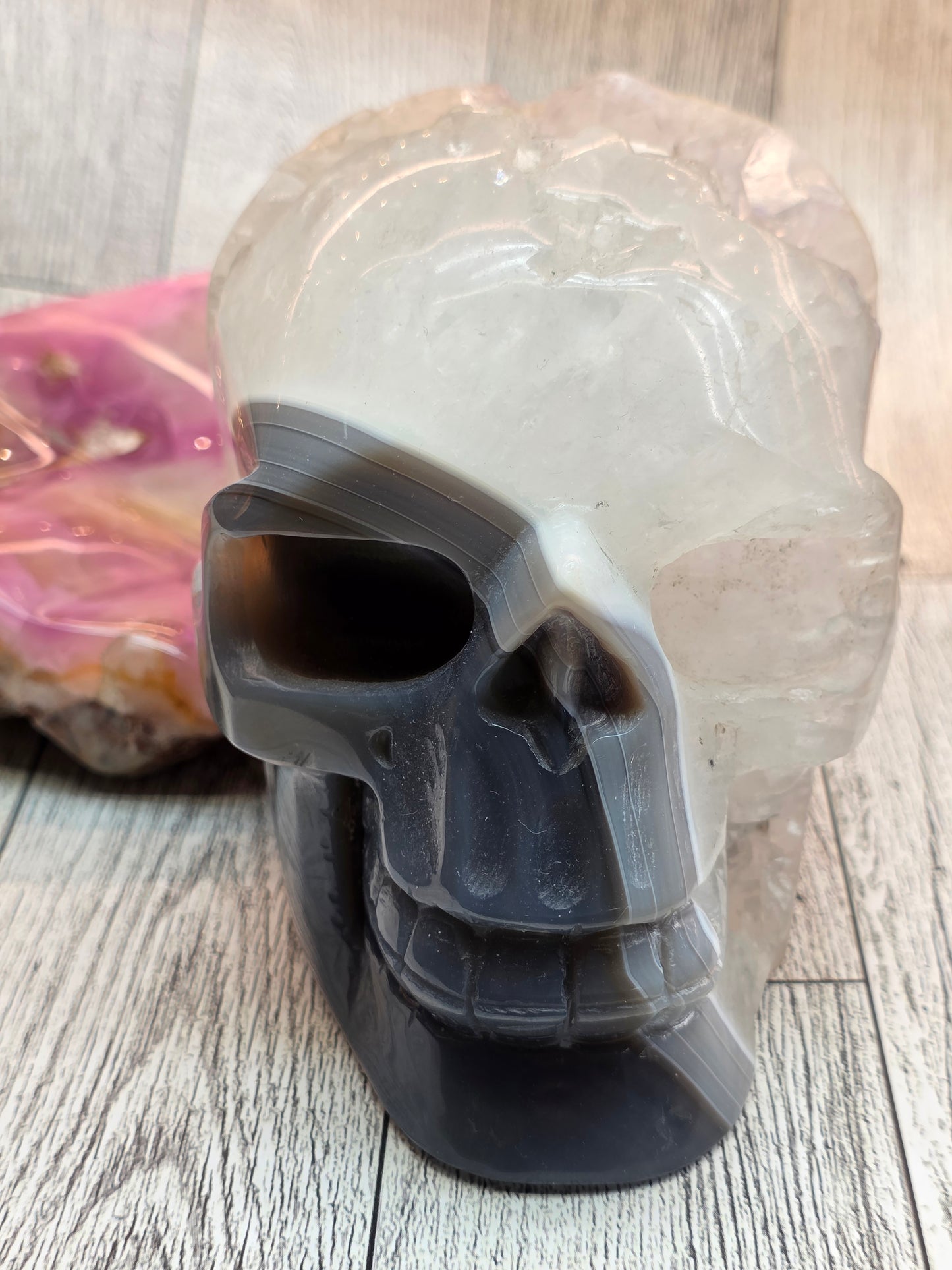 Large Banded Agate Druzy Skull