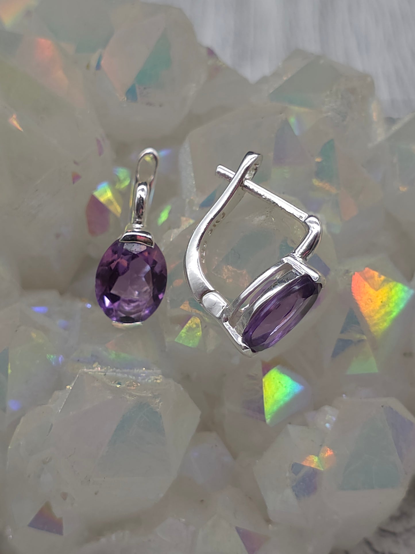 Amethyst Omega Back Earrings