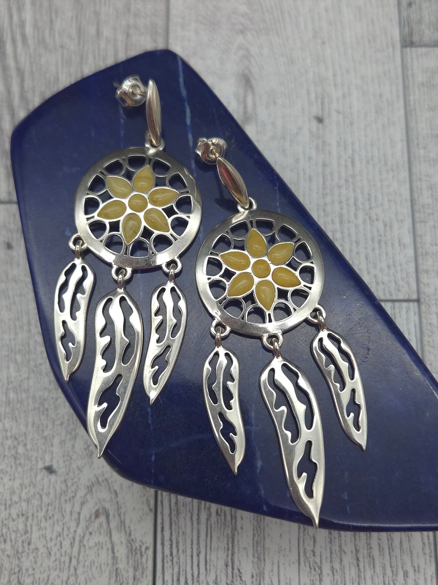 Royal Amber Dreamcatcher Earrings