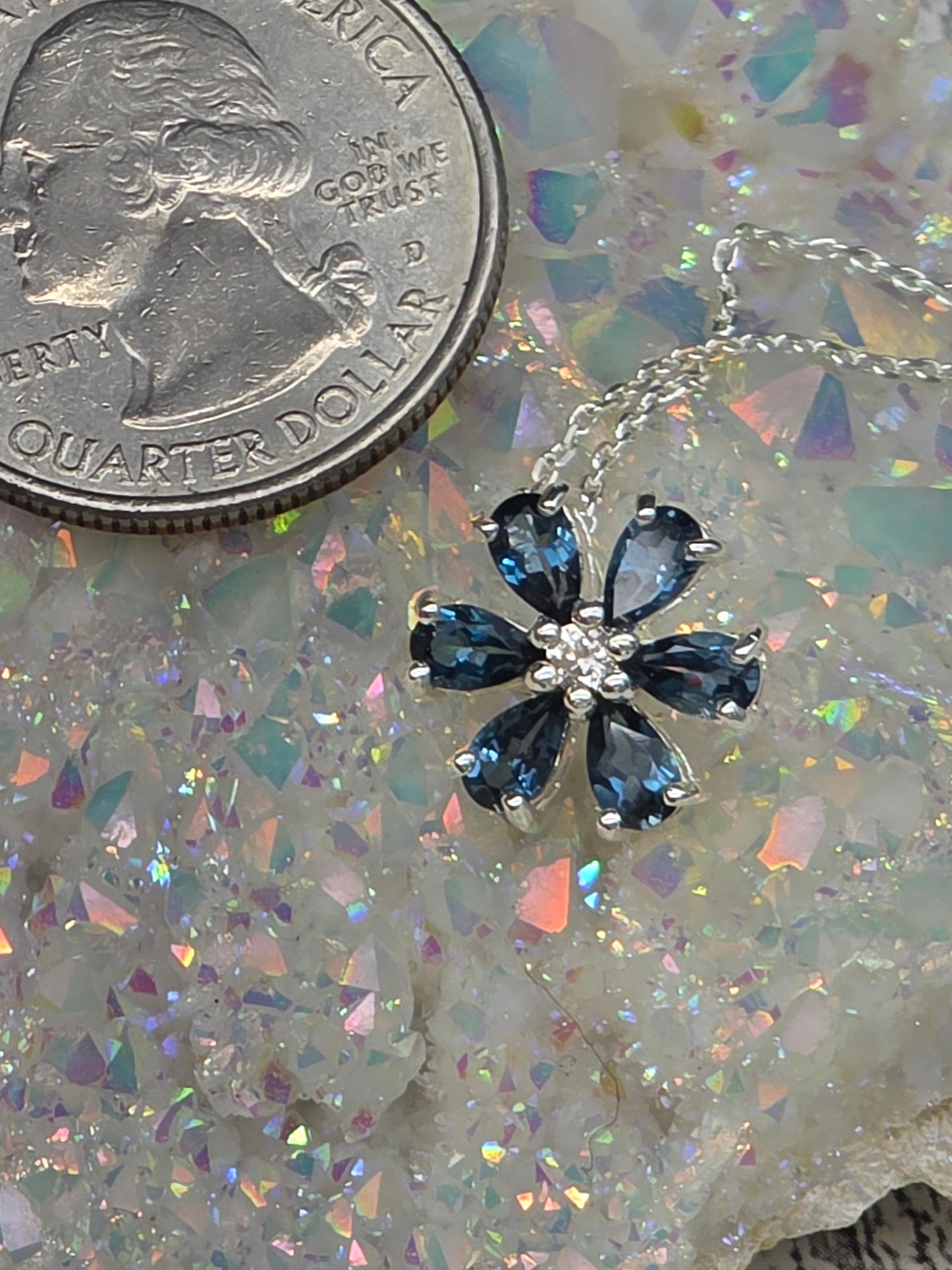 London Blue Topaz Flower Necklace