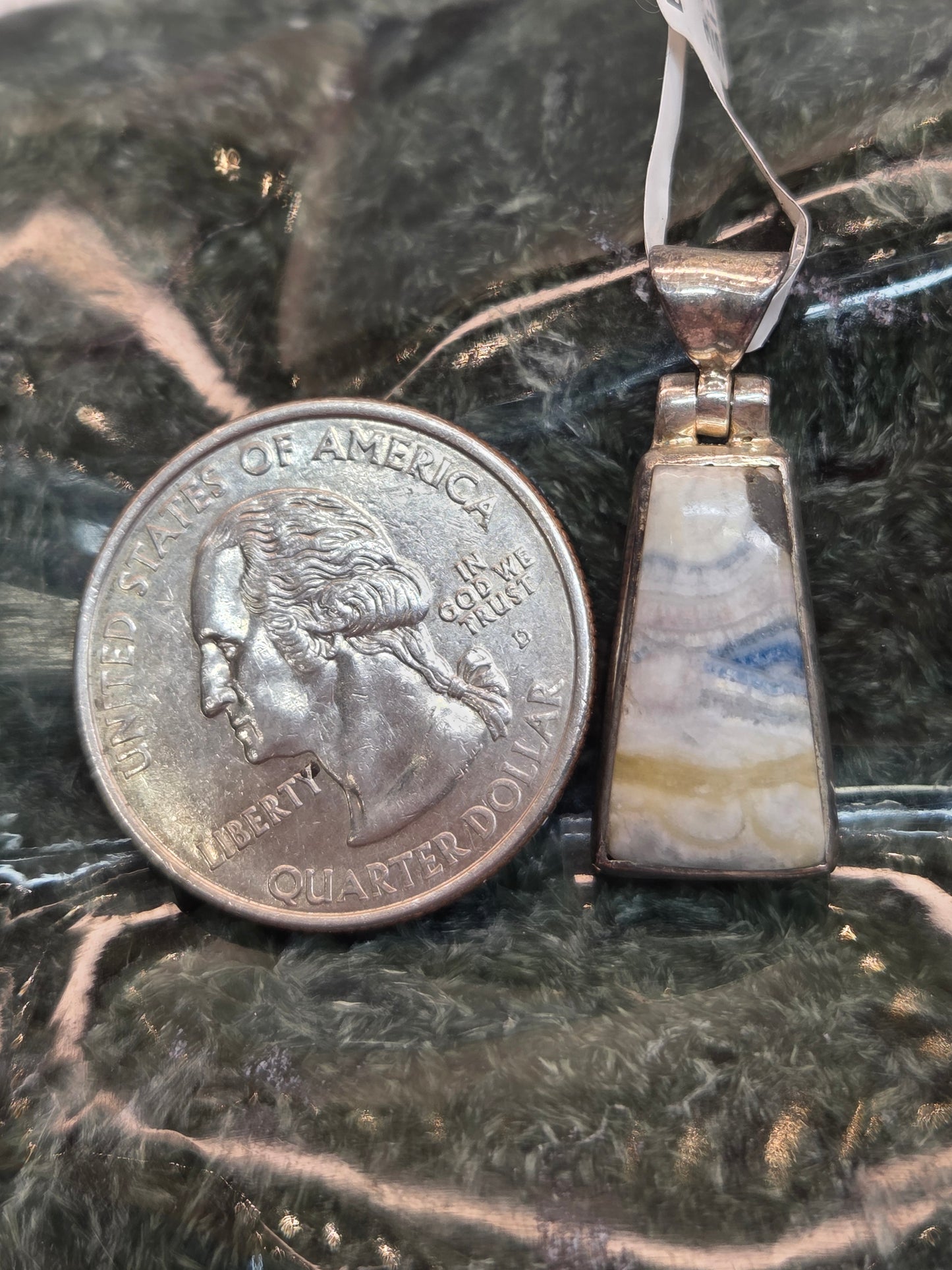 Blue Scheelite Sterling Silver Pendant