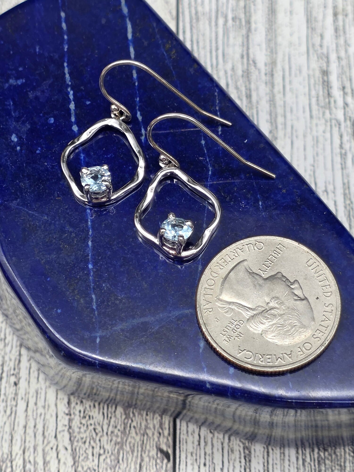 Swiss Blue Topaz Hook Earrings - alternate view