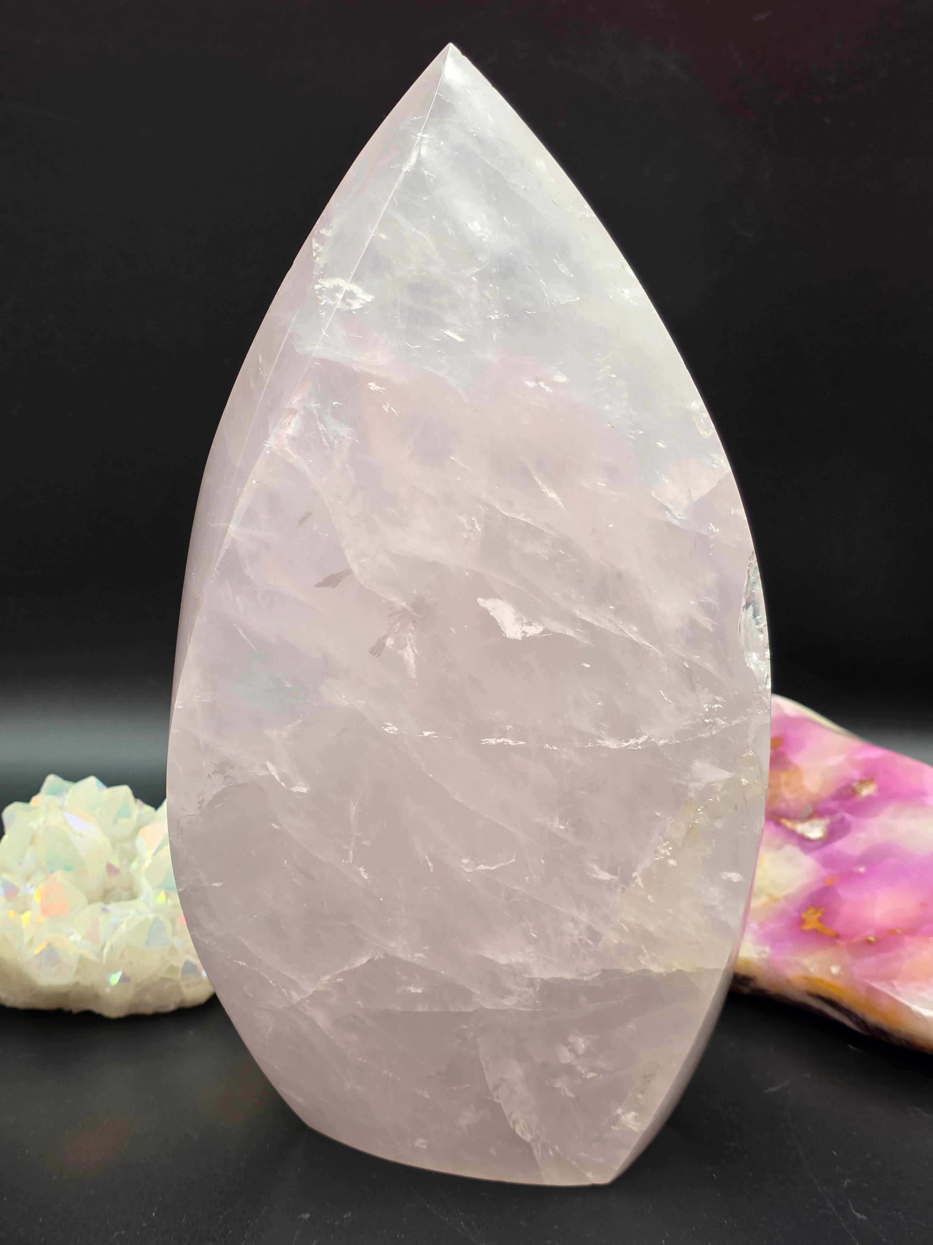 Large Rose Quartz Flame Crystal 8.5" Heart‑Healing Statement Piece ...