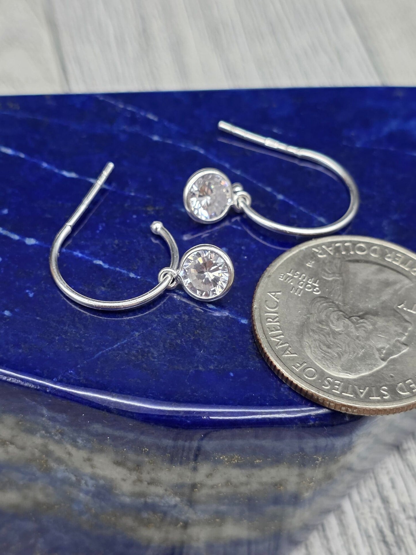 Half Hoop Crystal Post Earrings - alternate view