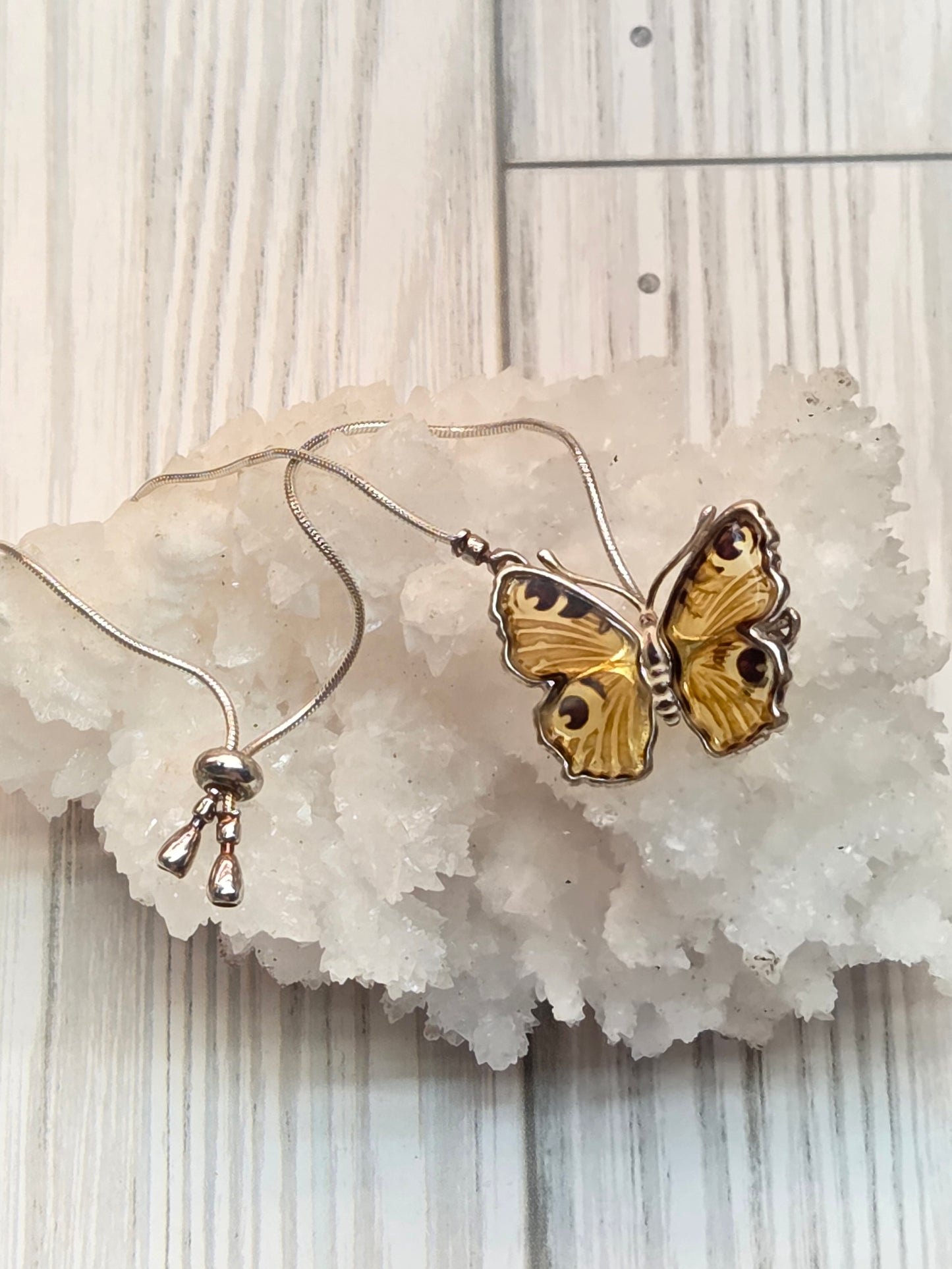 Carved Polish Amber Butterfly Bracelet