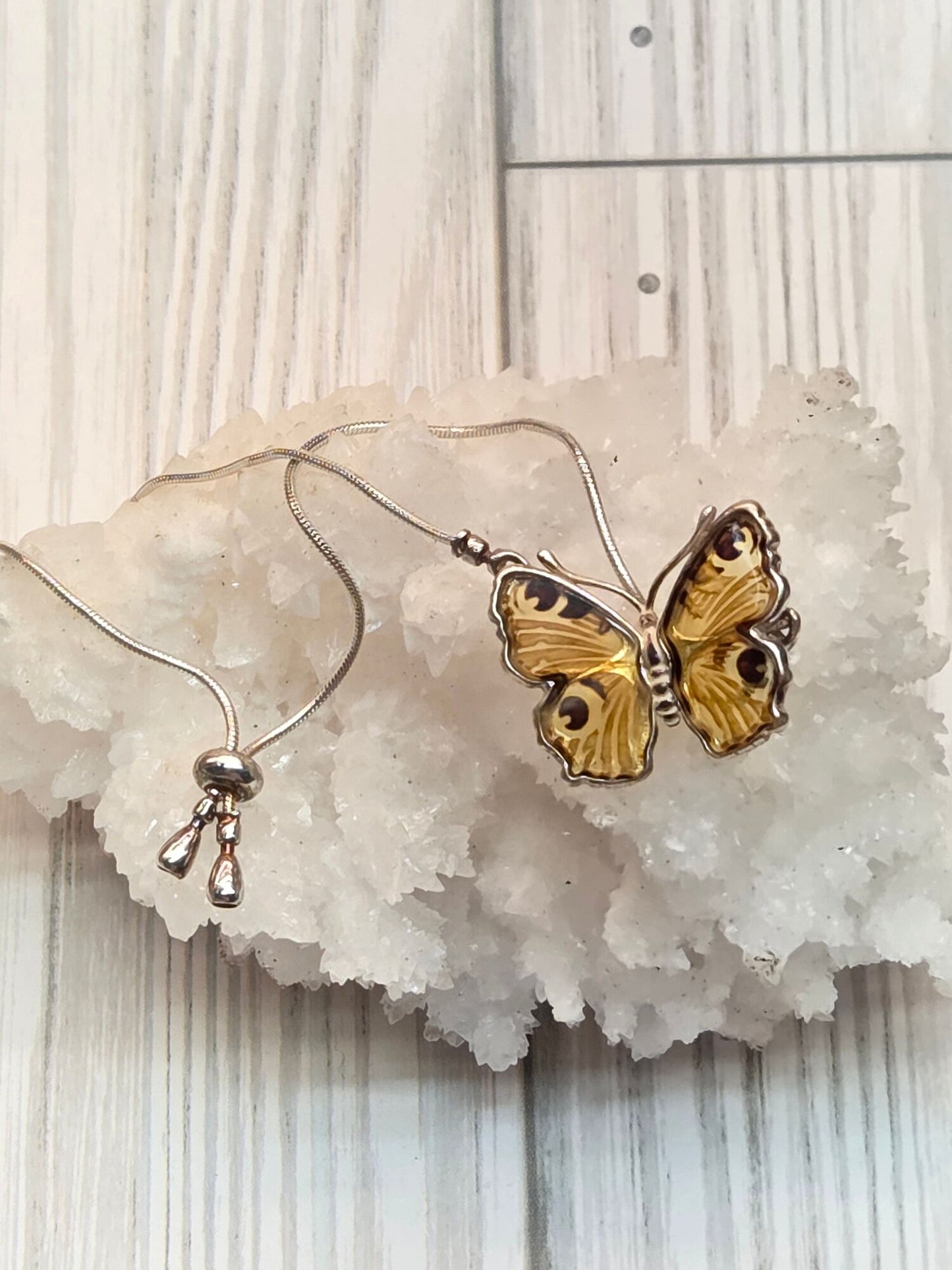 Carved Polish Amber Butterfly Bracelet - alternate view