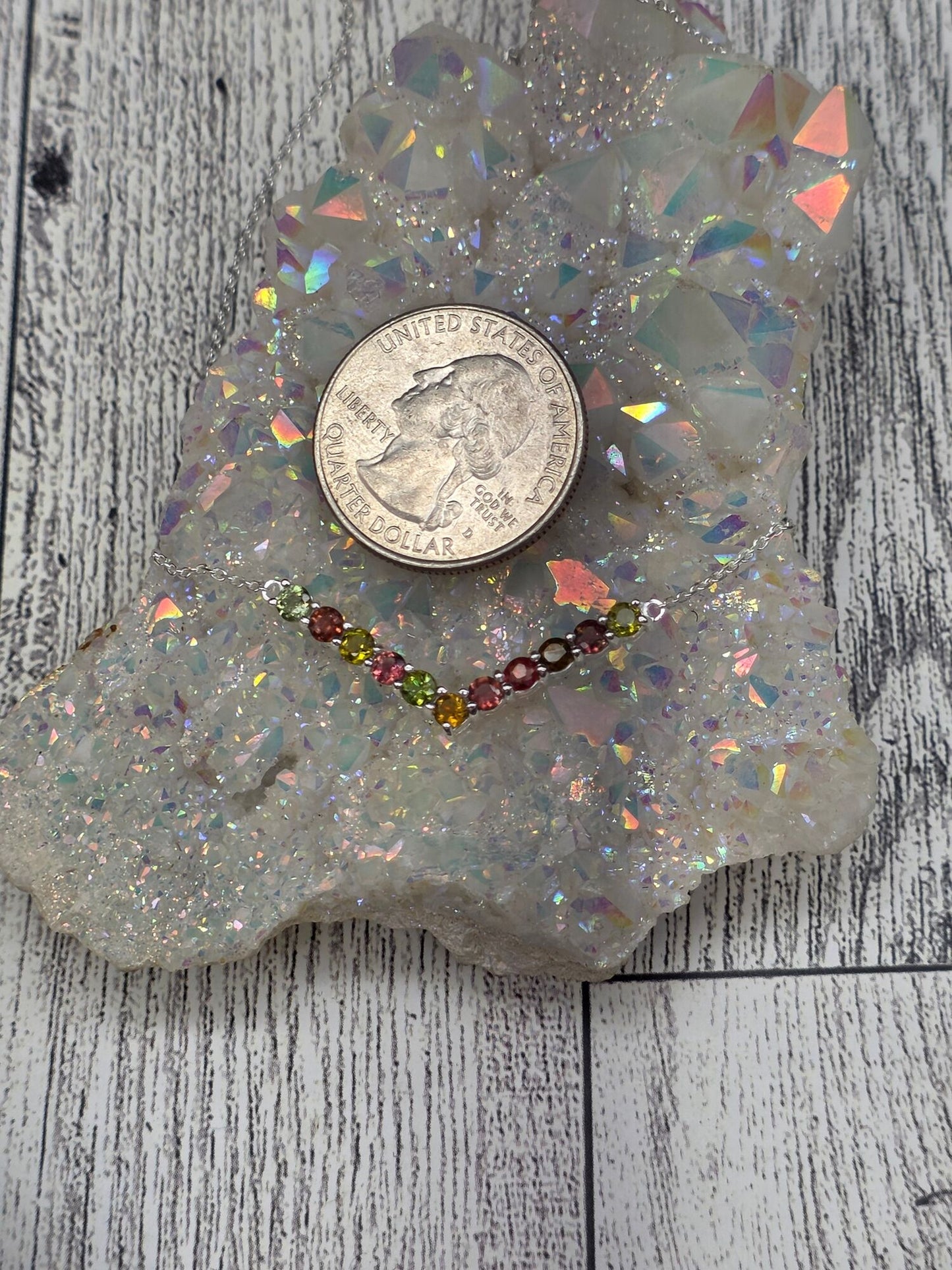 Colorful Tourmaline V-Shaped Necklace - alternate view
