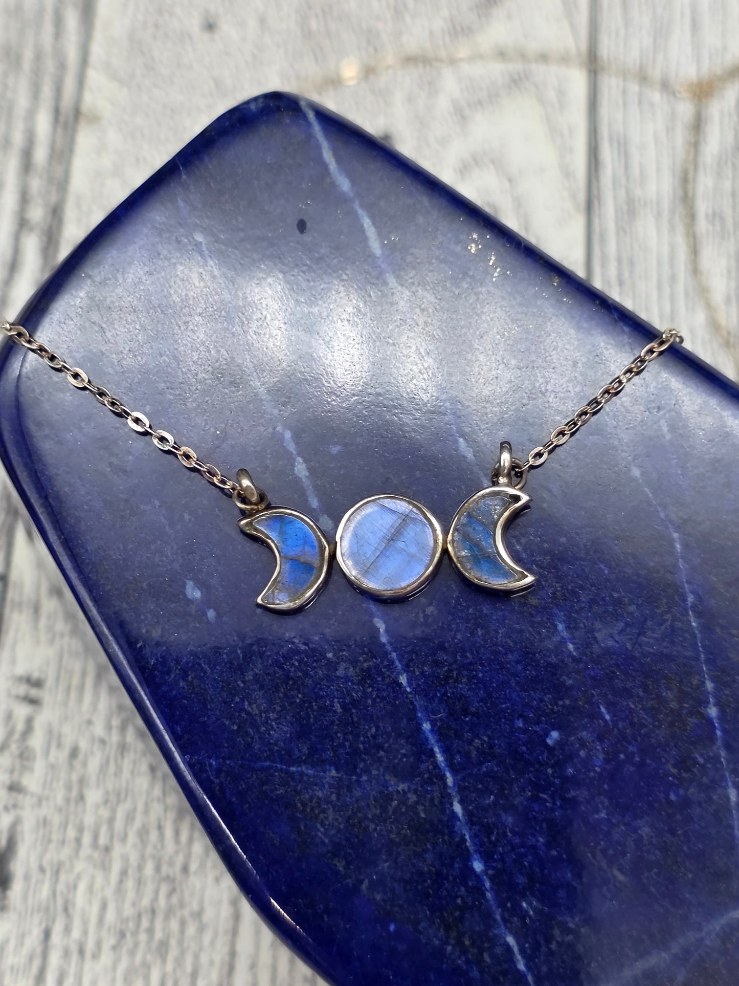 Labradorite Triple Moon Necklace