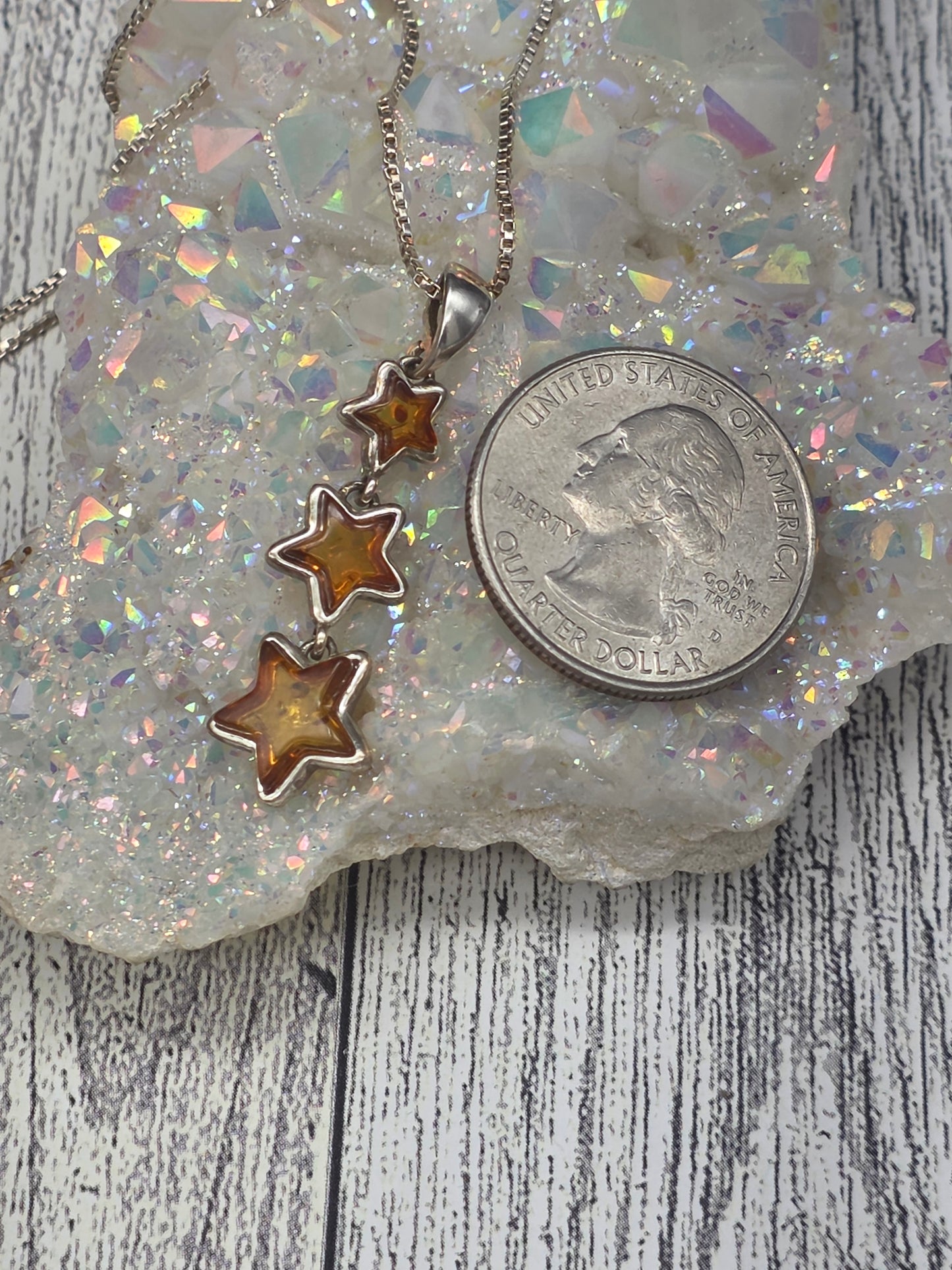 Amber Triple Star Pendant
